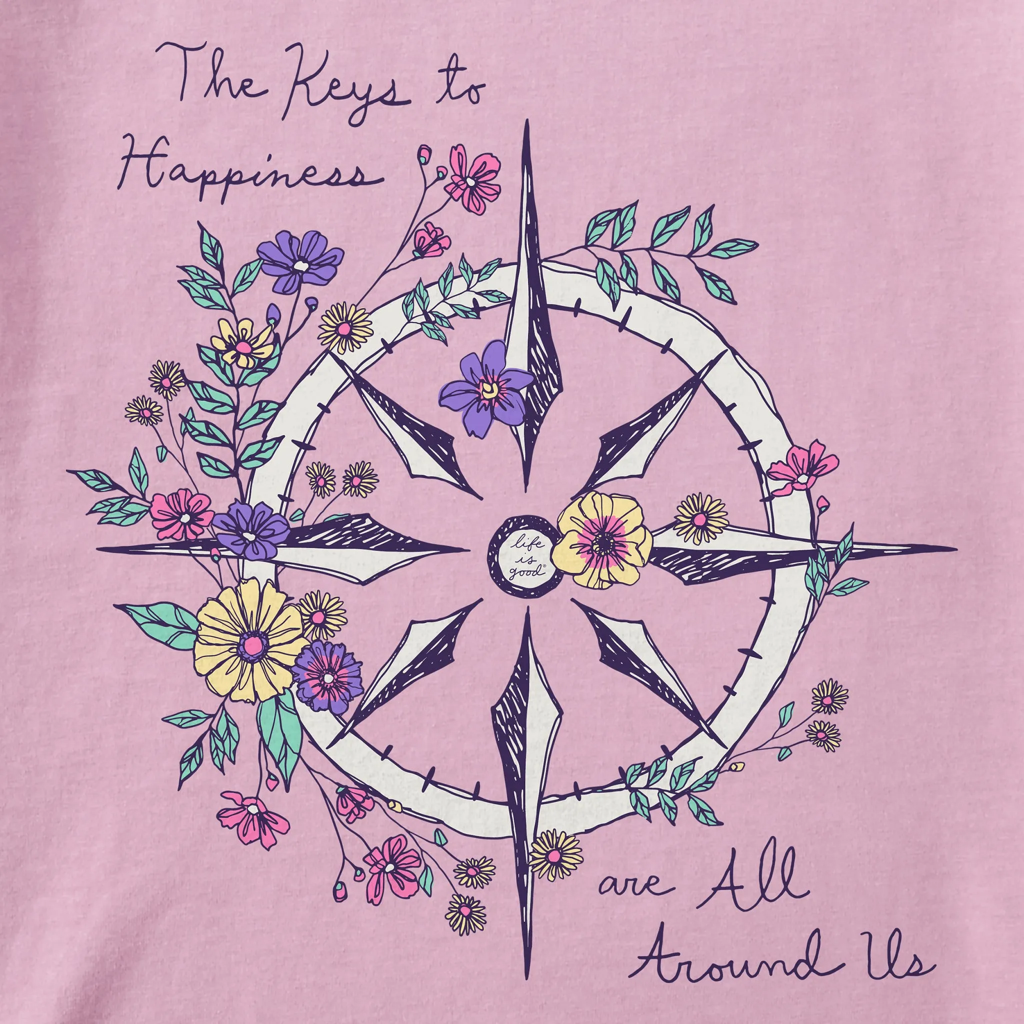 Women's Happiness Wildflower Compass Short Sleeve Crusher Tee Life is Good