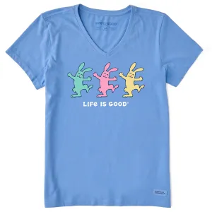 Women's Happy Bunnies Short Sleeve Crusher Vee Life is Good