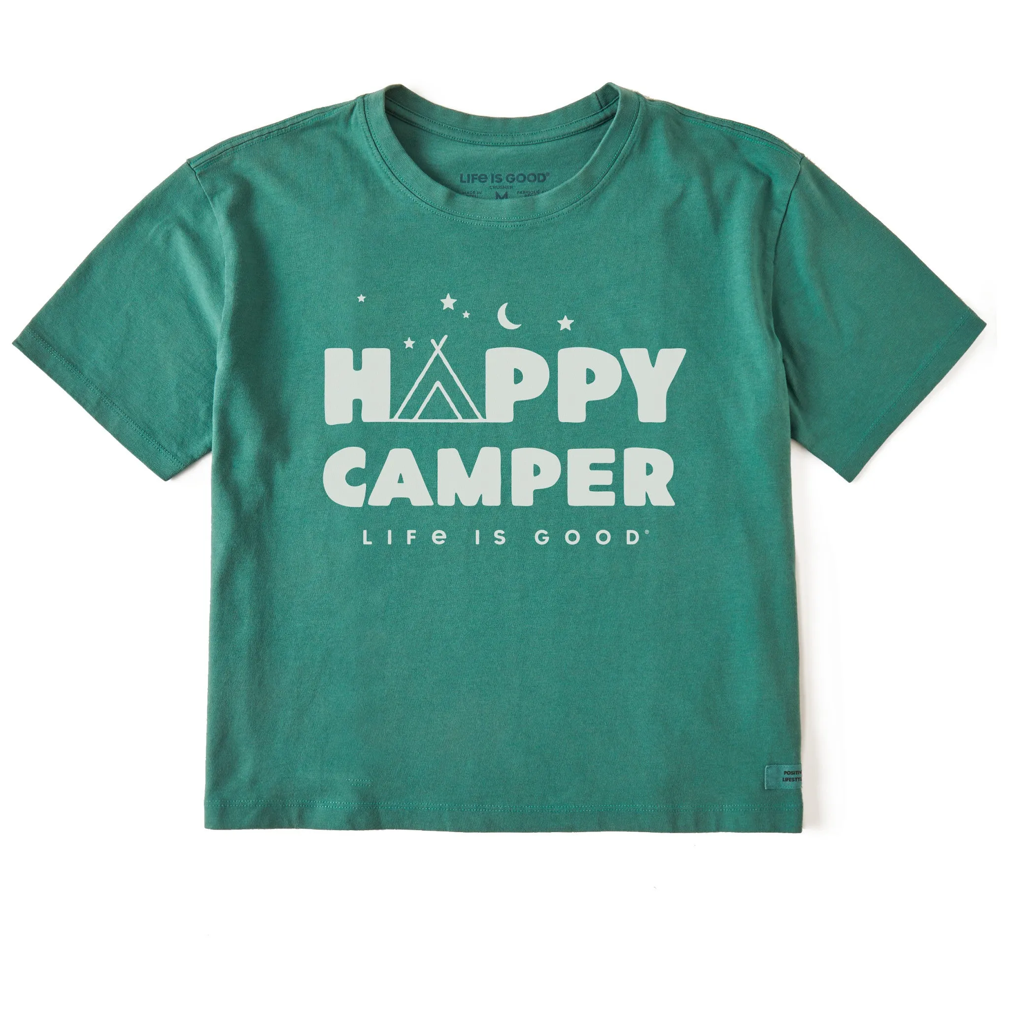 Women's Happy Camper Tent Night Short Sleeve Crusher Boxy Tee Life is Good
