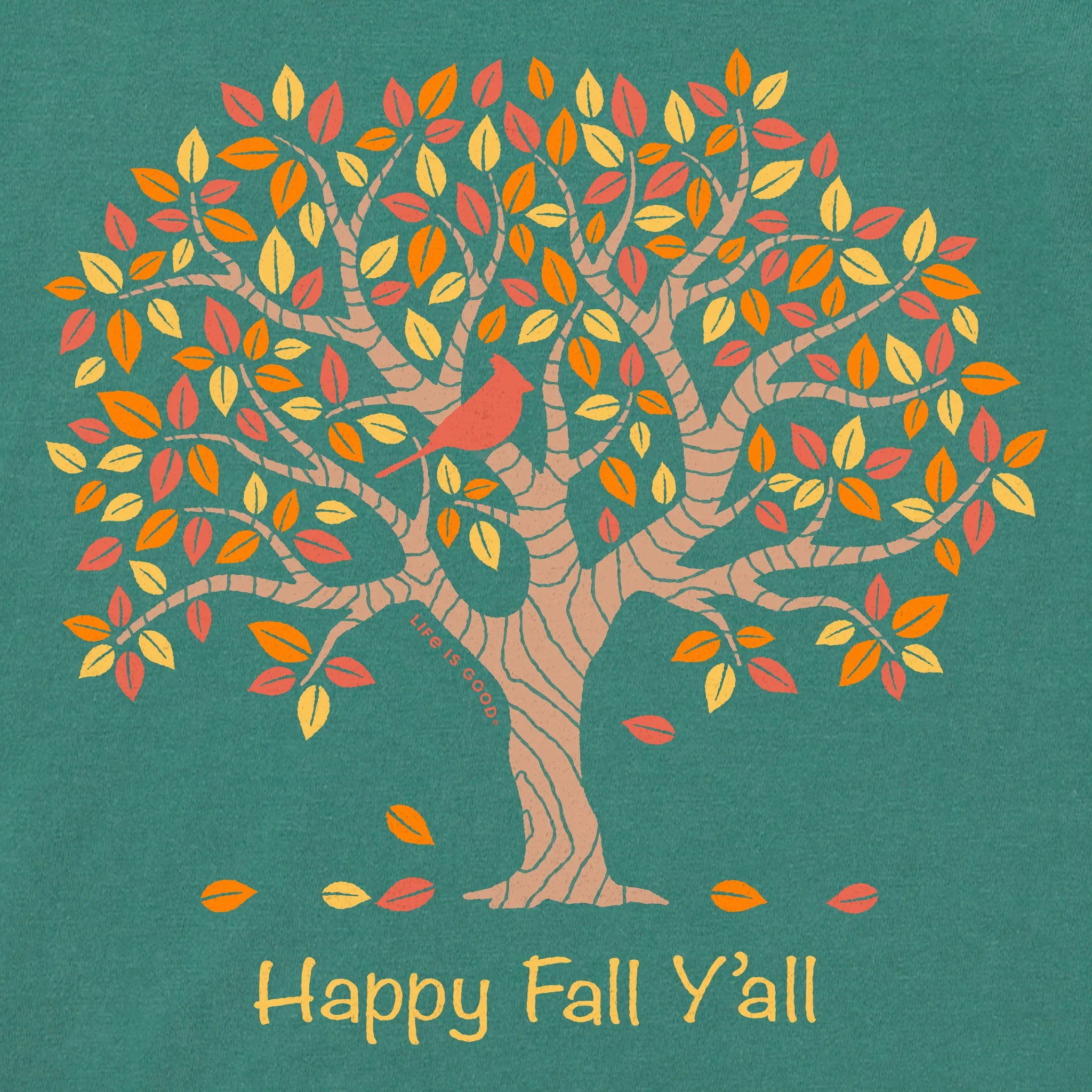 Women's Happy Fall Y'All Tree Simply True Fleece Crew Life is Good
