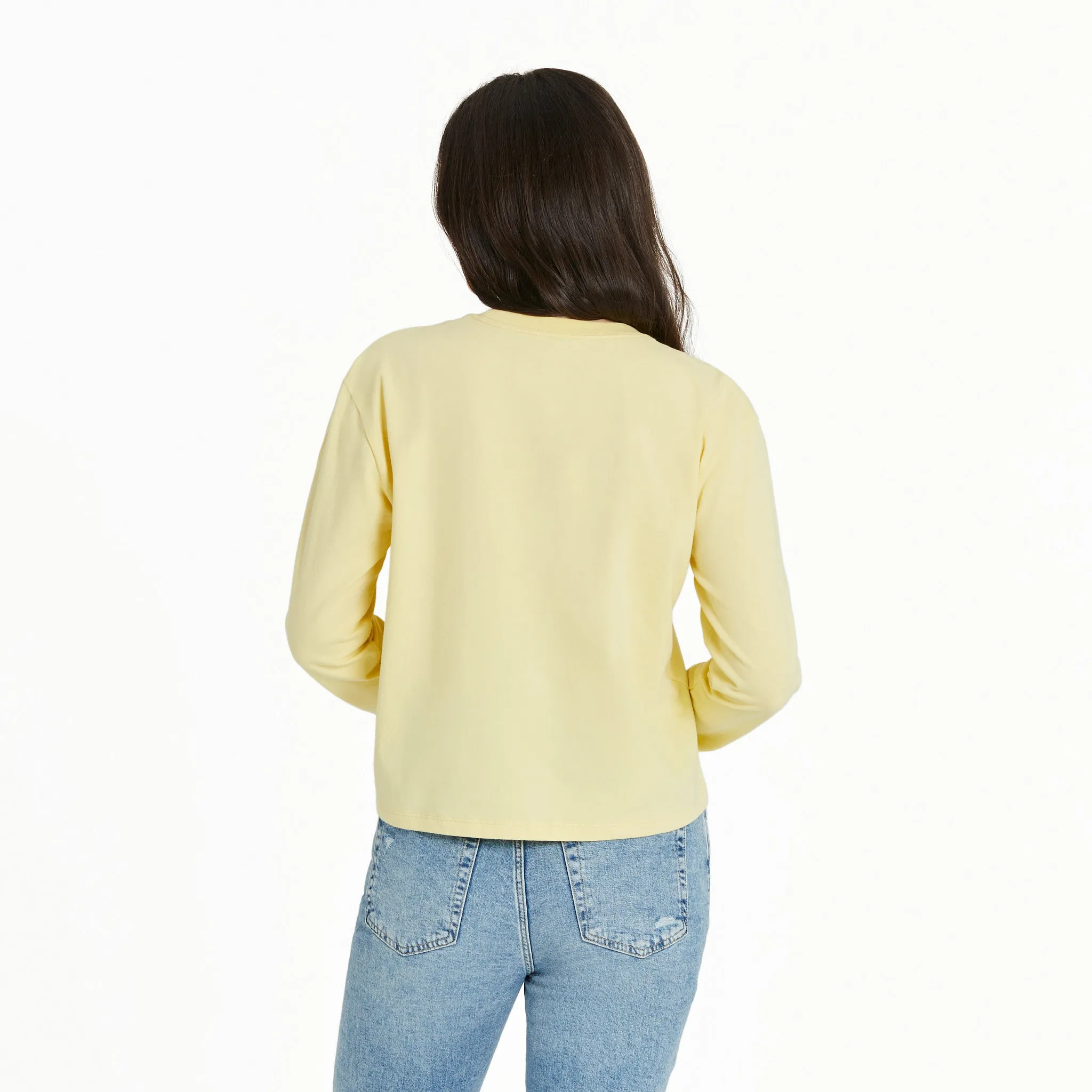 Women's Happy Go Lucky Flowers Long Sleeve Crusher Boxy Tee Life is Good