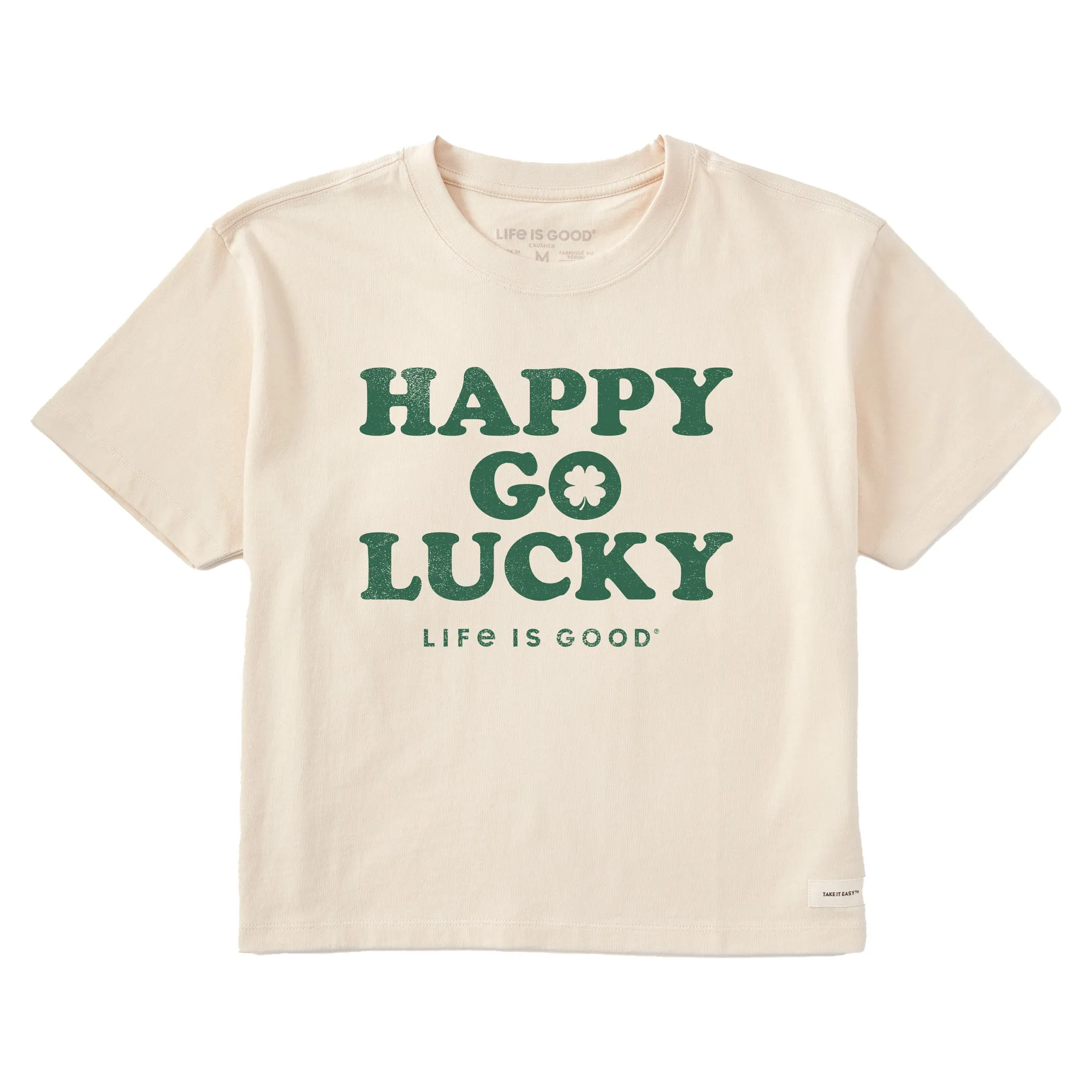 Women's Happy Go Lucky Irish Short Sleeve Crusher Boxy Tee Life is Good