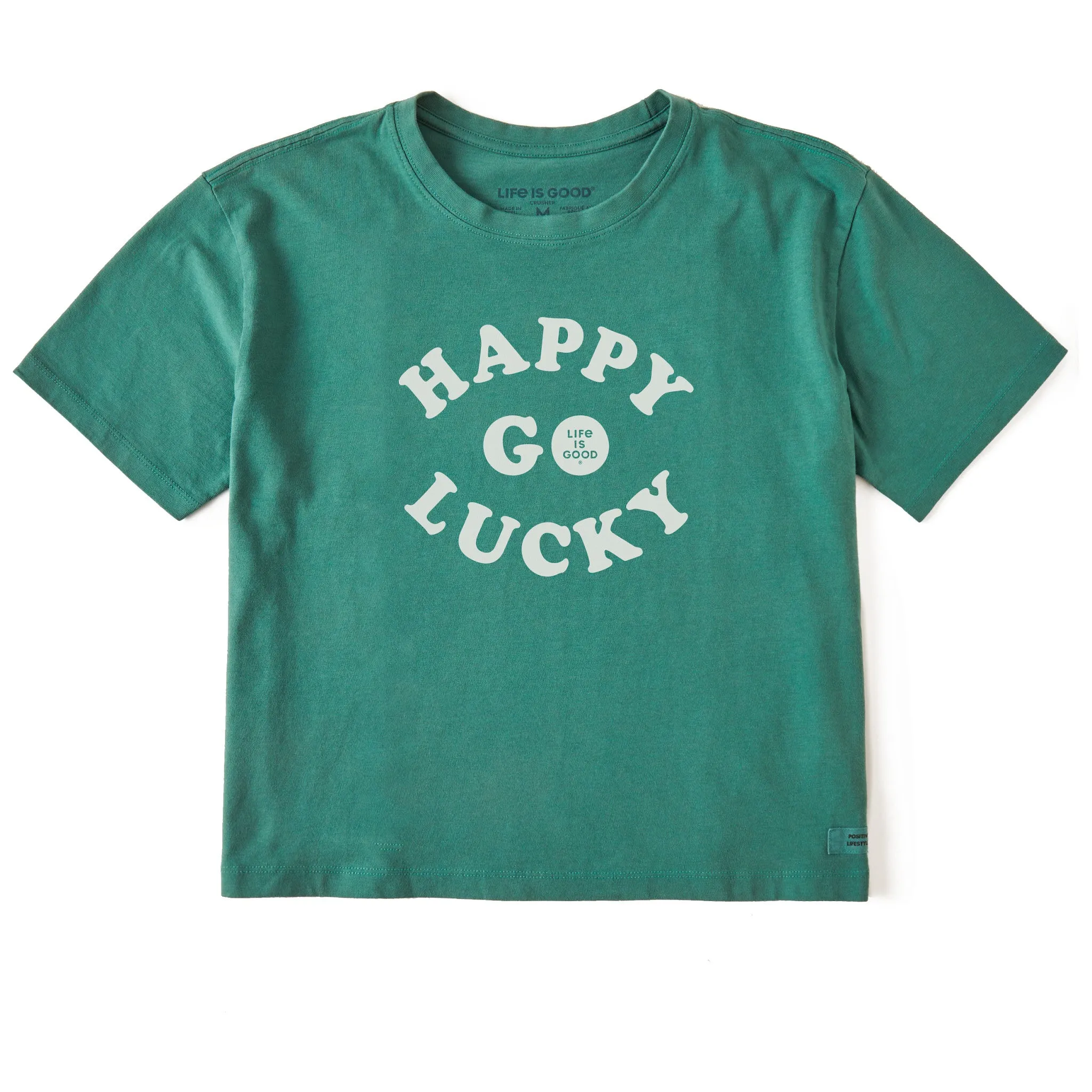 Women's Happy Go Lucky Short Sleeve Crusher Boxy Tee Life is Good