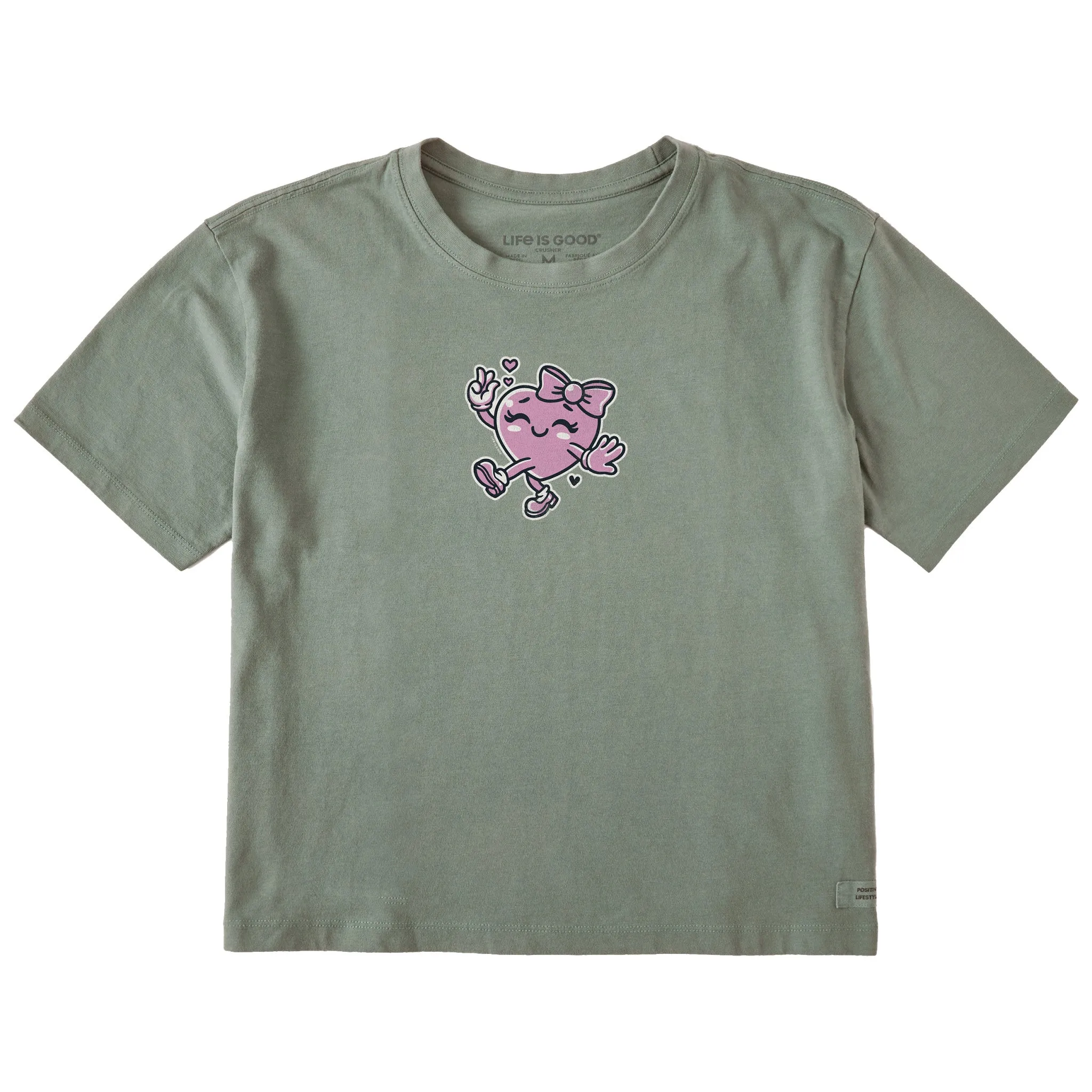 Women's Happy Heart Short Sleeve Crusher Boxy Tee Life is Good
