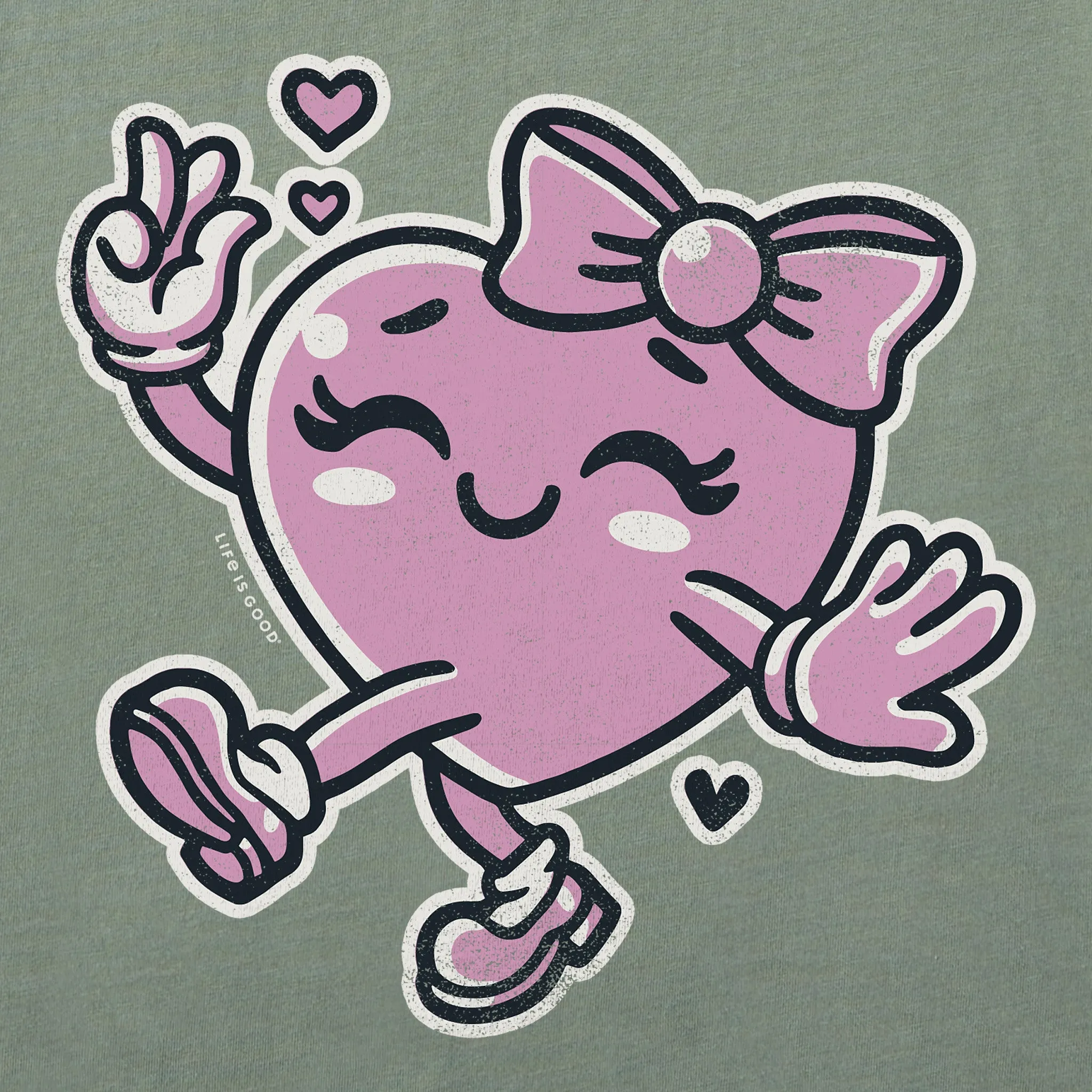 Women's Happy Heart Short Sleeve Crusher Boxy Tee Life is Good