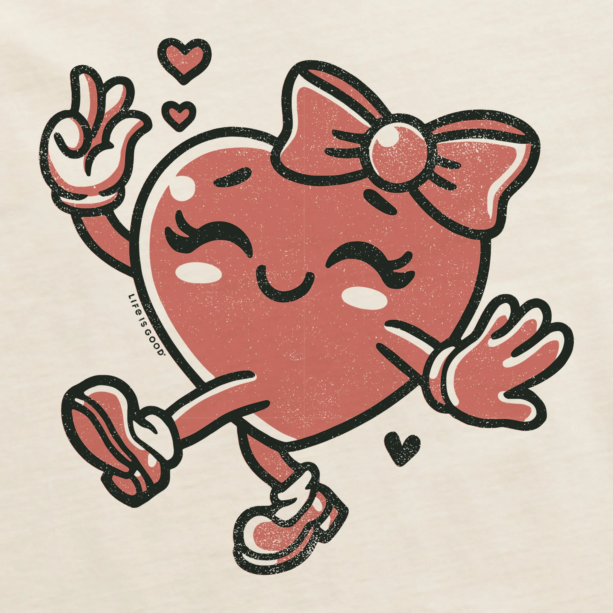 Women's Happy Heart Short Sleeve Crusher Tee Life is Good
