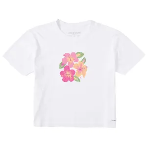 Women's Happy Hibiscus Short Sleeve Crusher Boxy Tee Life is Good