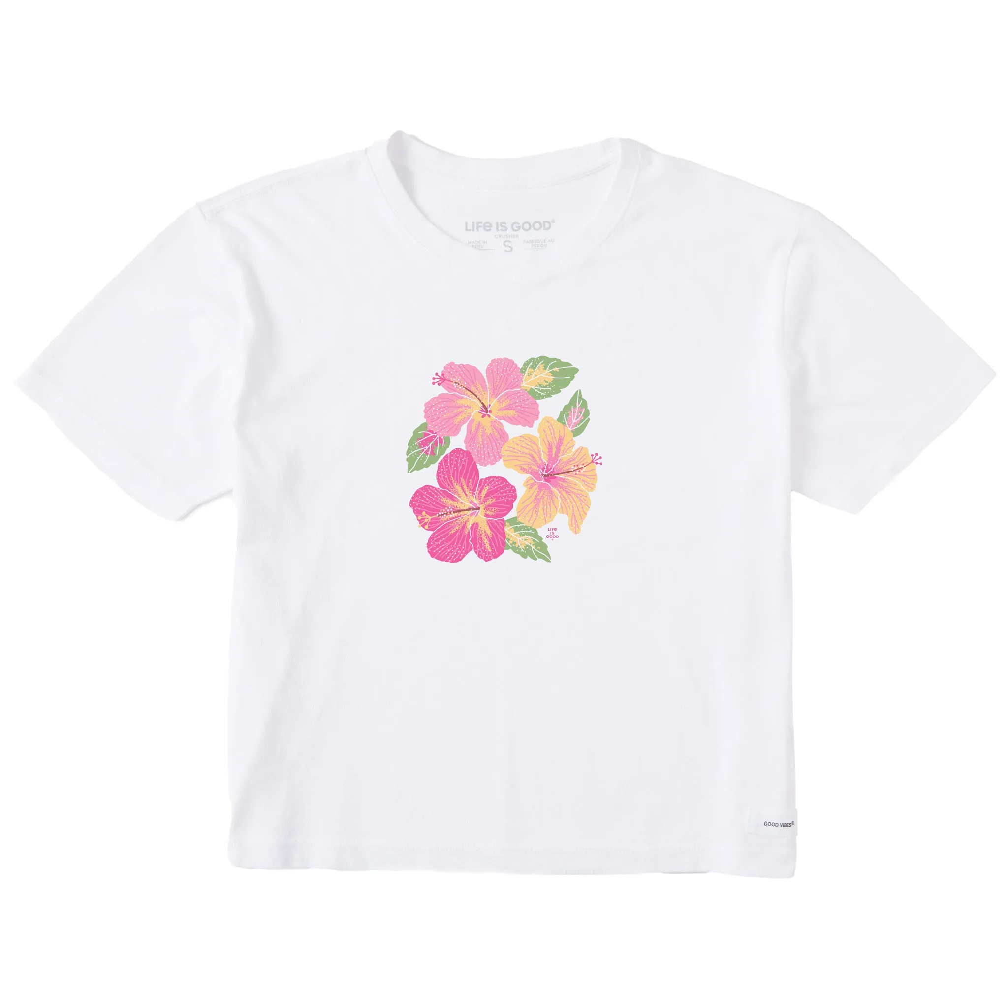 Women's Happy Hibiscus Short Sleeve Crusher Boxy Tee Life is Good