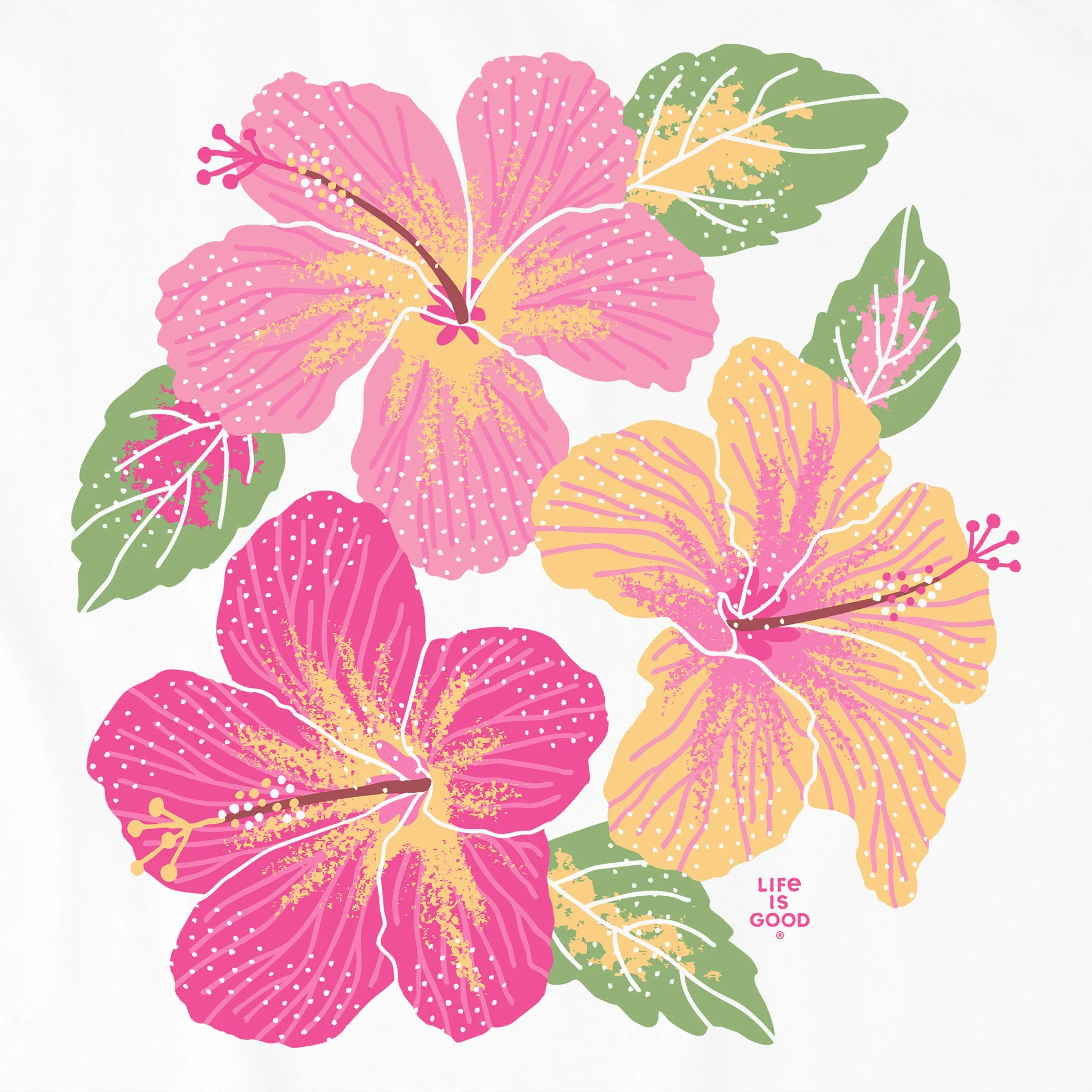 Women's Happy Hibiscus Short Sleeve Crusher Boxy Tee Life is Good
