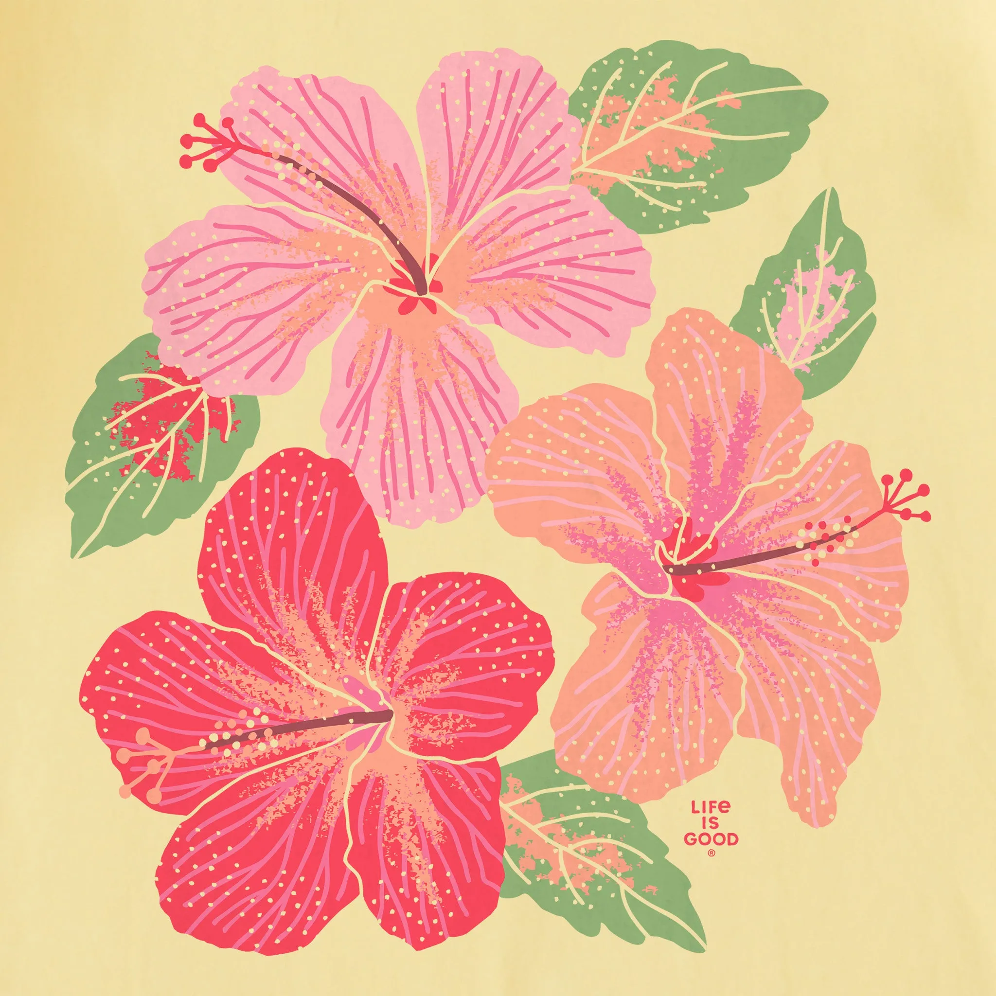 Women's Happy Hibiscus Short Sleeve Tee Life is Good