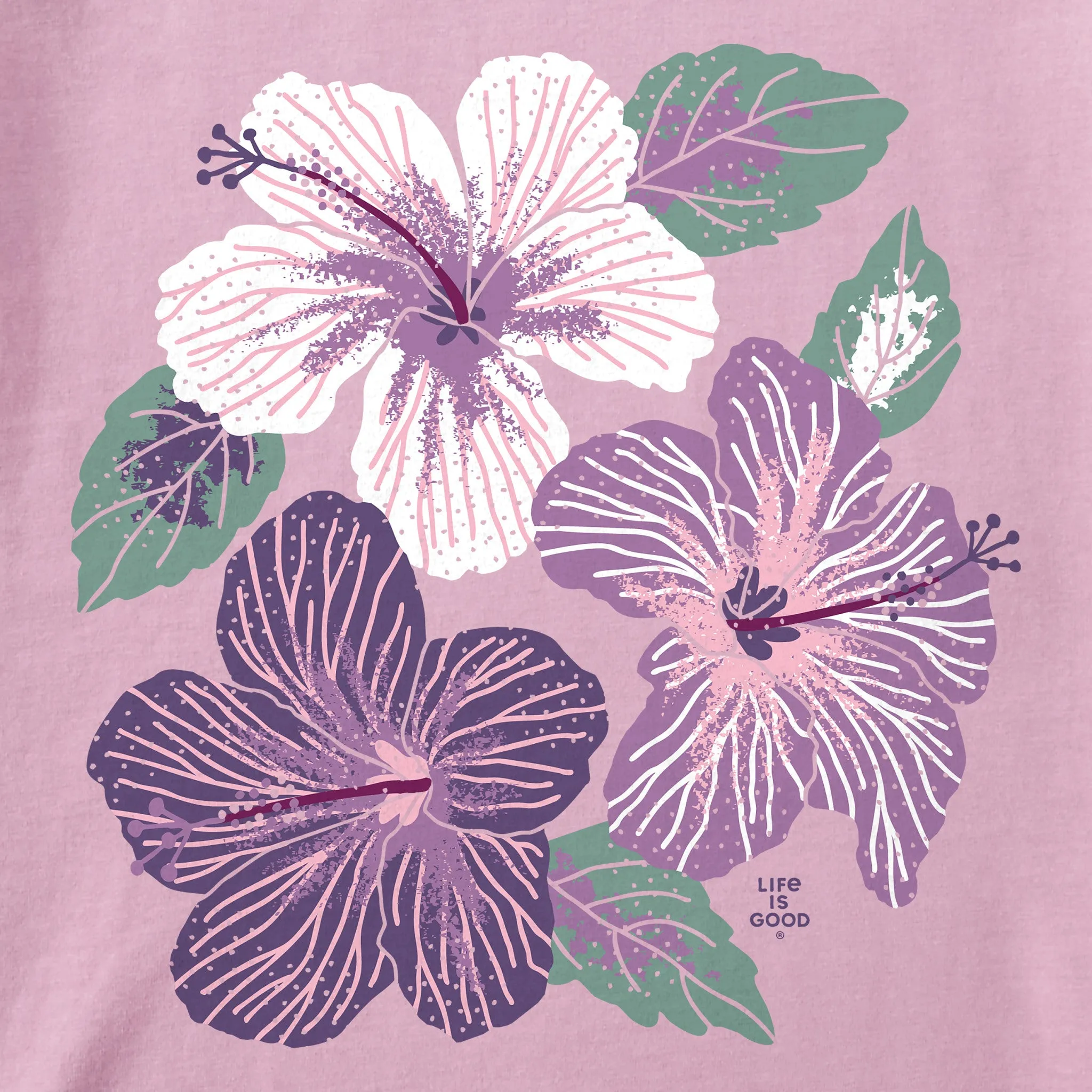 Women's Happy Hibiscus Short Sleeve Tee Life is Good
