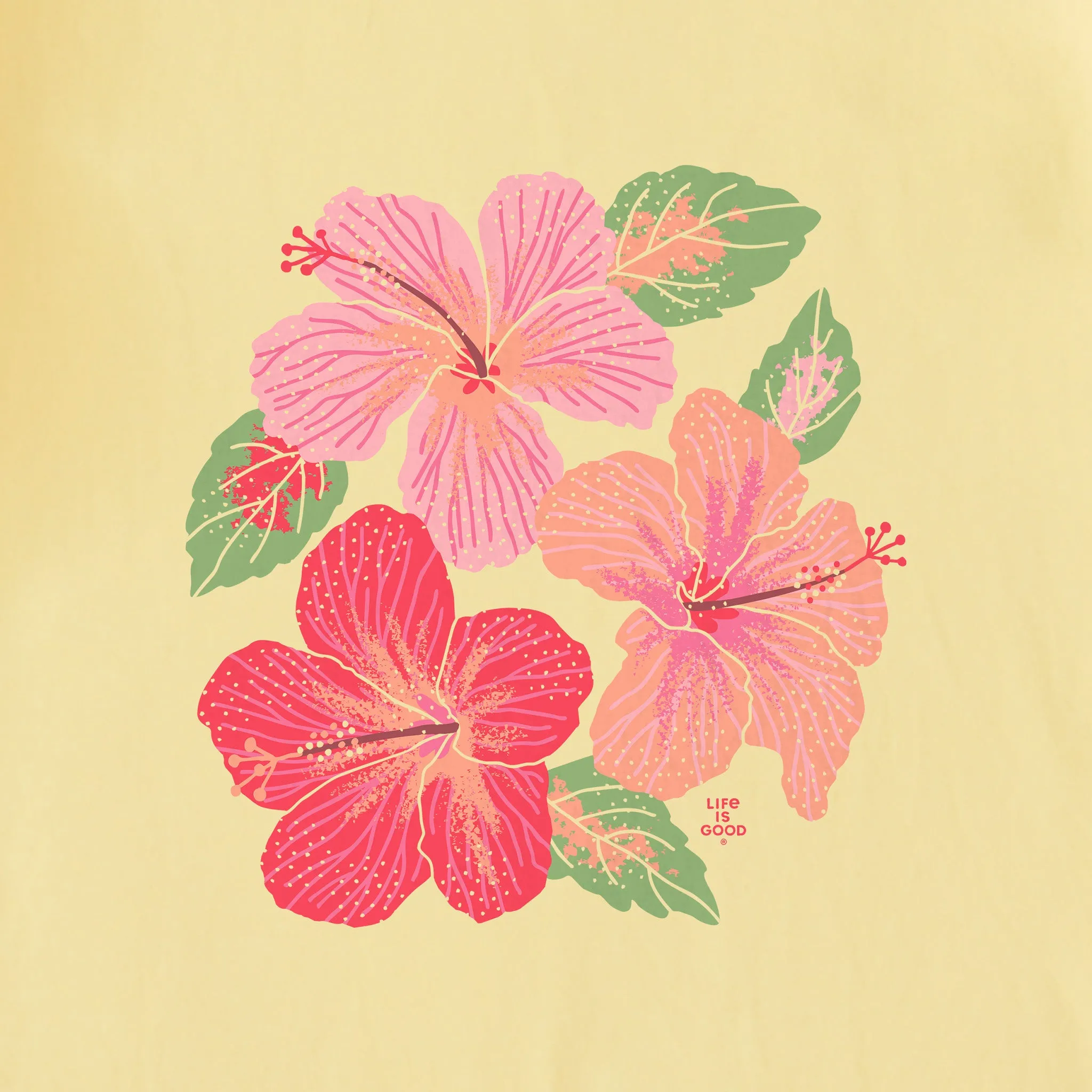 Women's Happy Hibiscus Short Sleeve Tee Life is Good