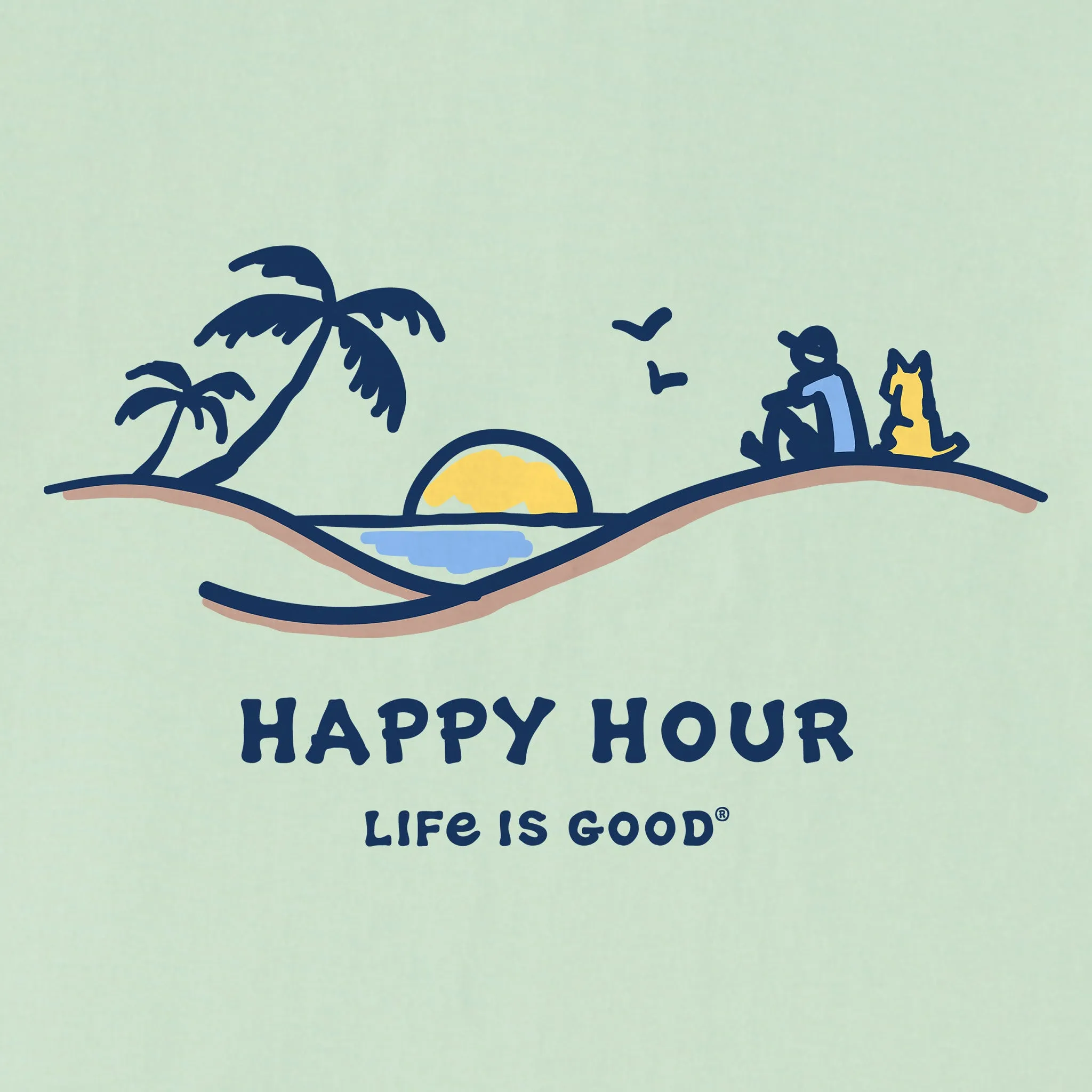 Women's Happy Hour Palm Sunset Short Sleeve Vee Life is Good