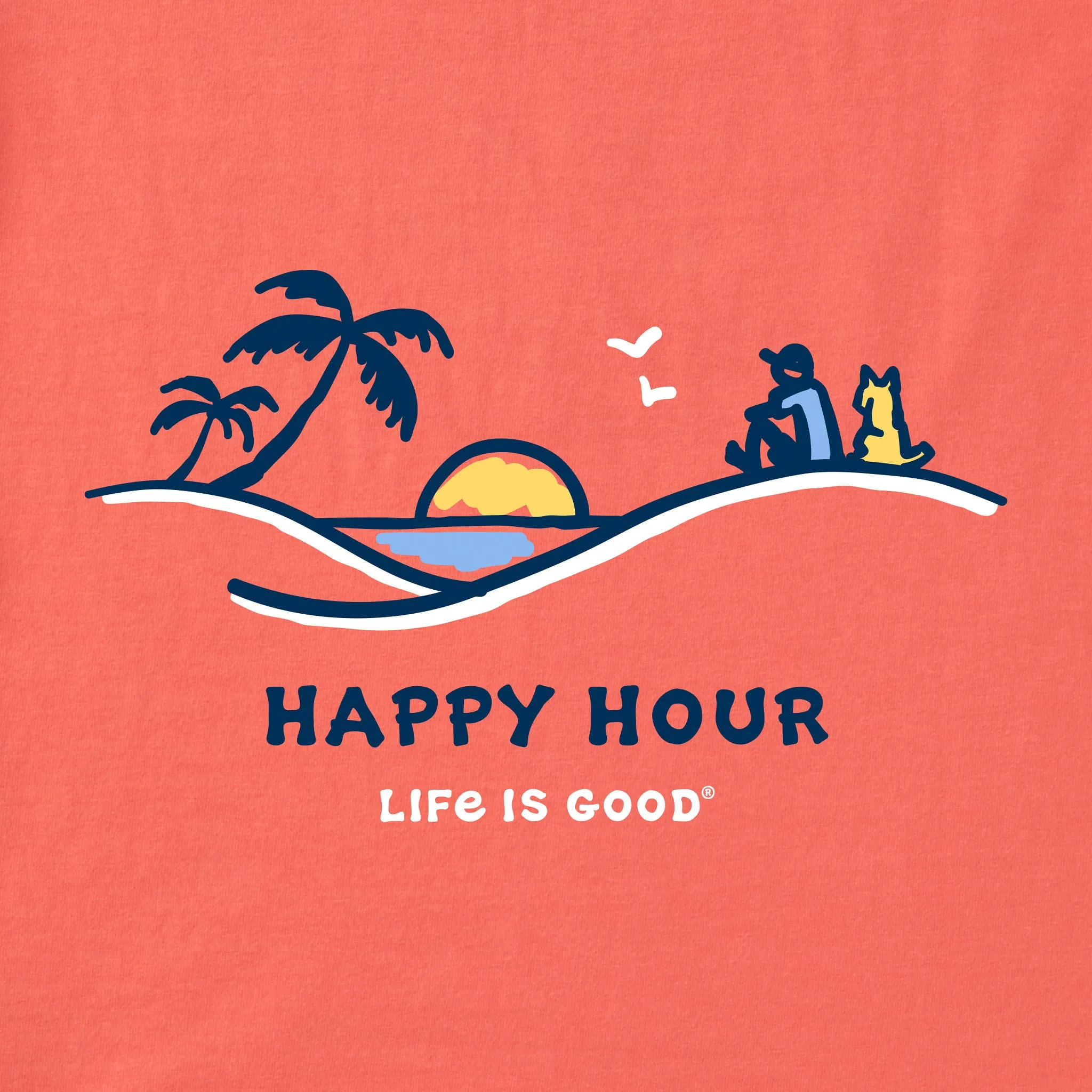 Women's Happy Hour Palm Sunset Short Sleeve Vee Life is Good