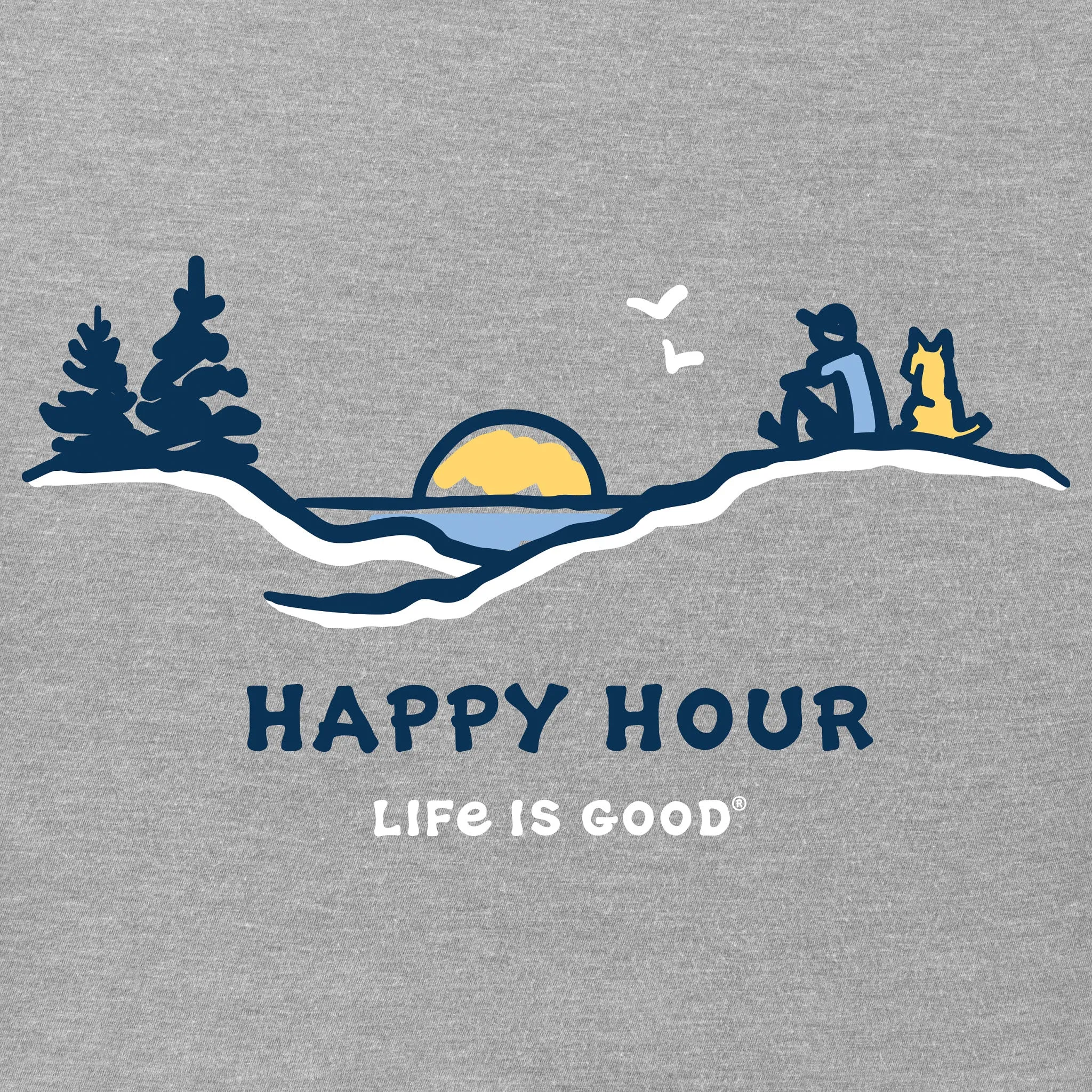 Women's Happy Hour Pine Sunset Short Sleeve Vee Life is Good