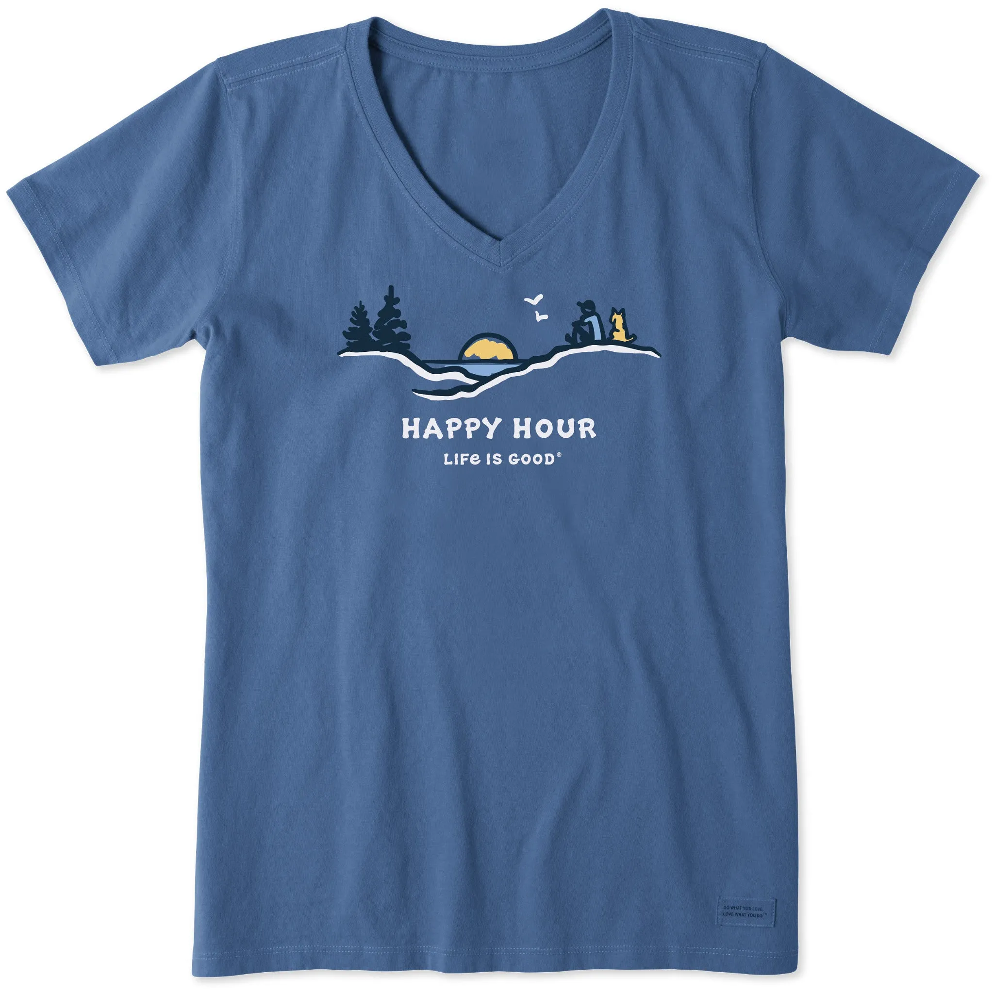 Women's Happy Hour Pine Sunset Short Sleeve Vee Life is Good