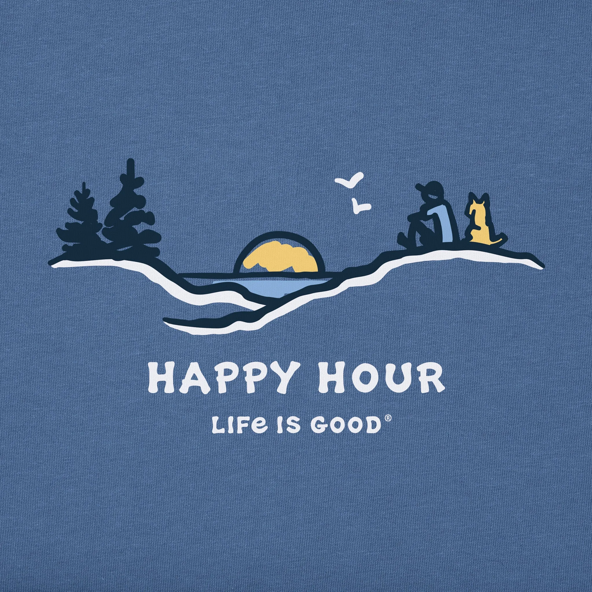 Women's Happy Hour Pine Sunset Short Sleeve Vee Life is Good