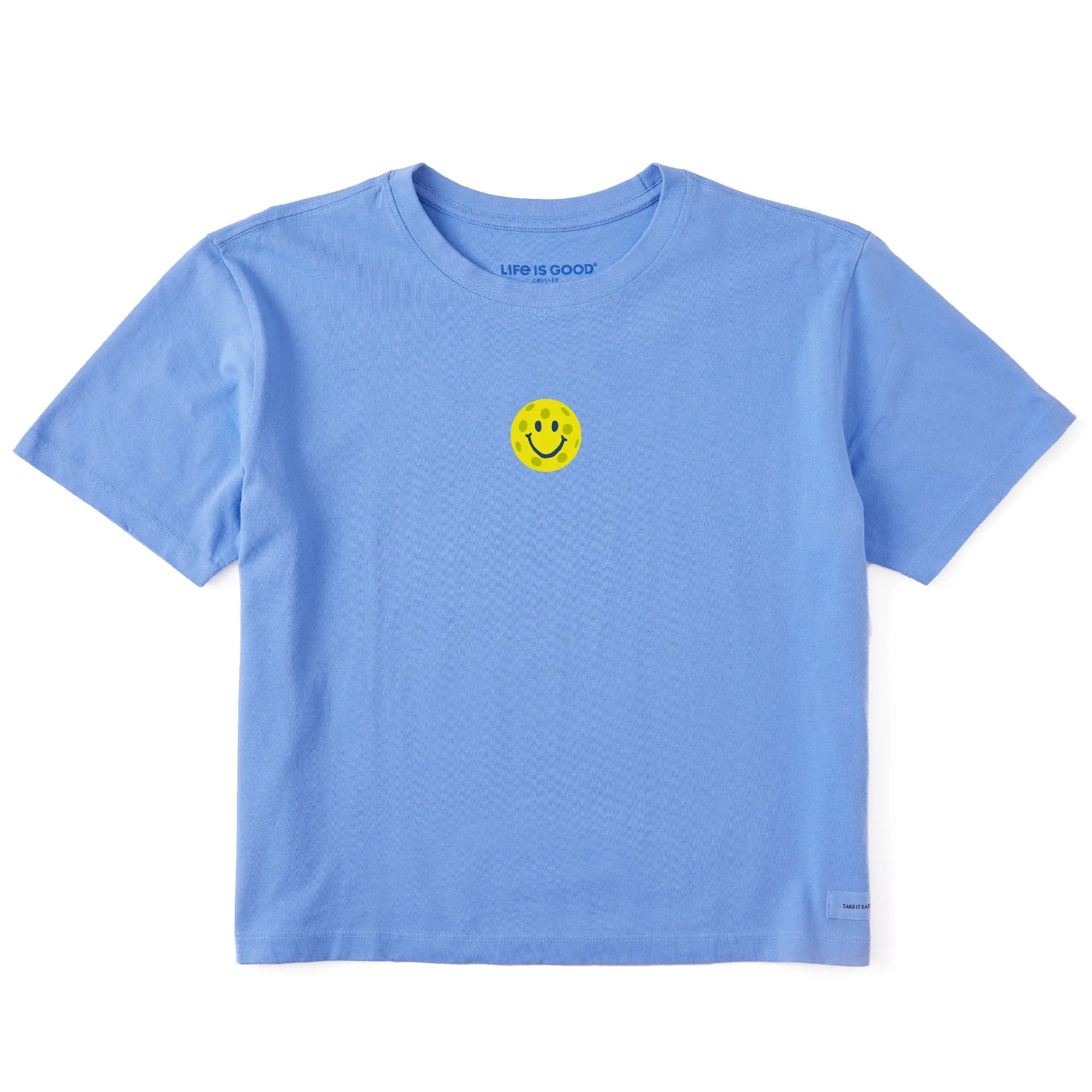 Women's Happy Pickleball Short Sleeve Crusher Boxy Tee Life is Good