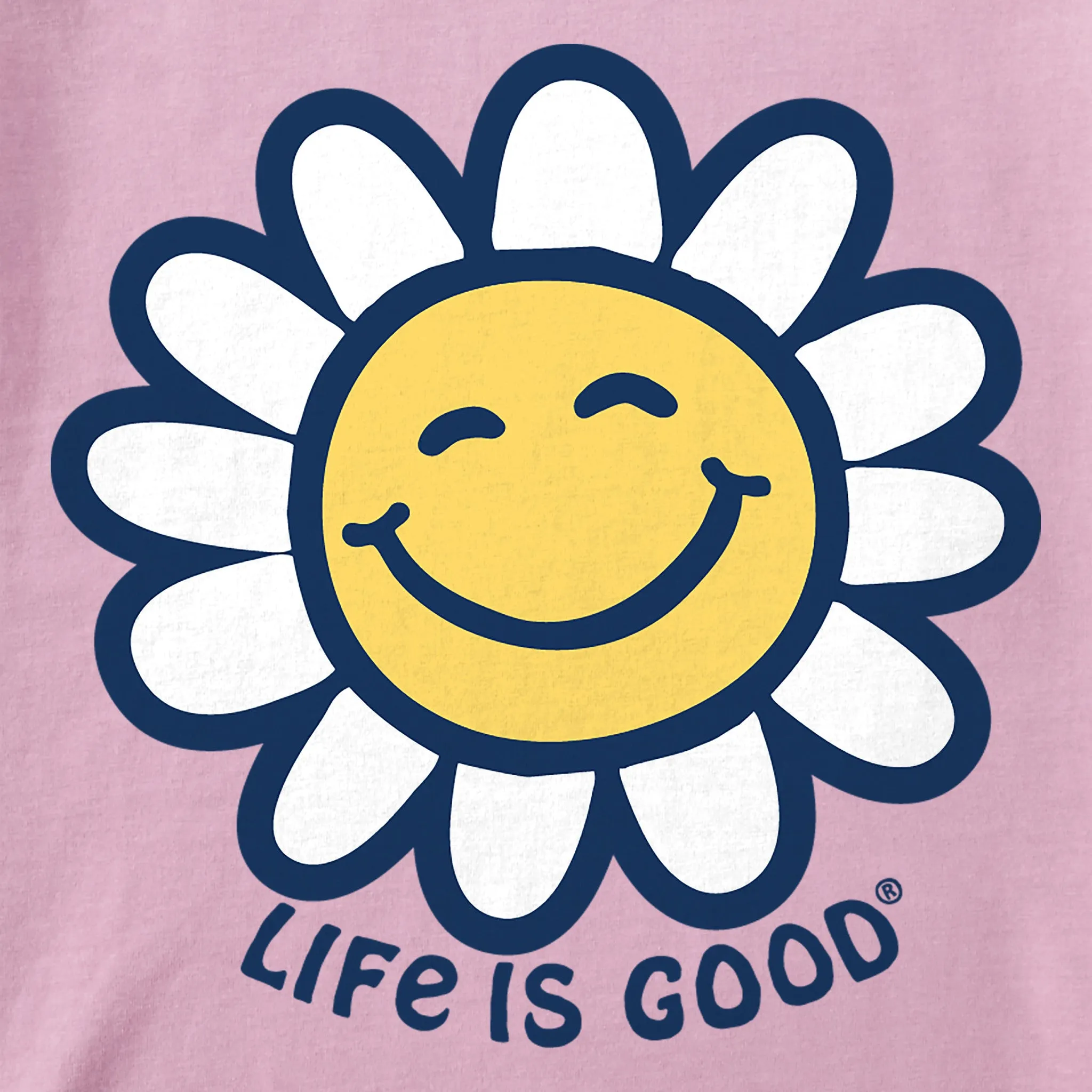 Women's Happy Smile Daisy Long Sleeve Crusher Vee Life is Good