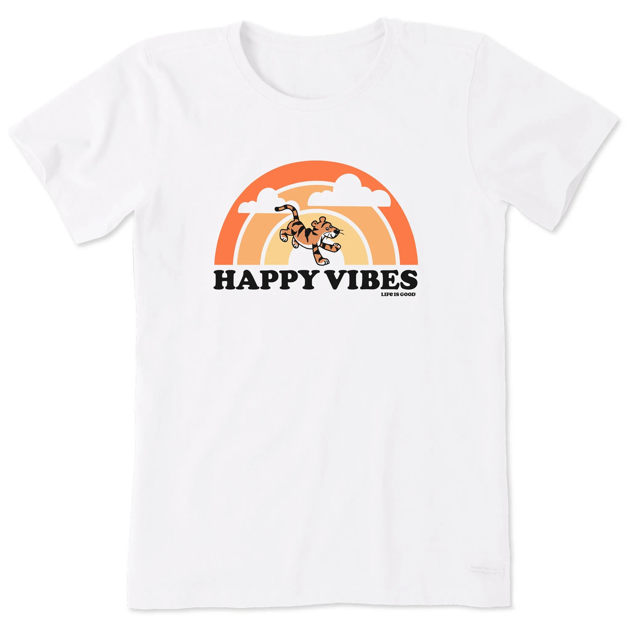 Women's Happy Vibes Tiger Stripe Rainbow Short Sleeve Tee Life is Good