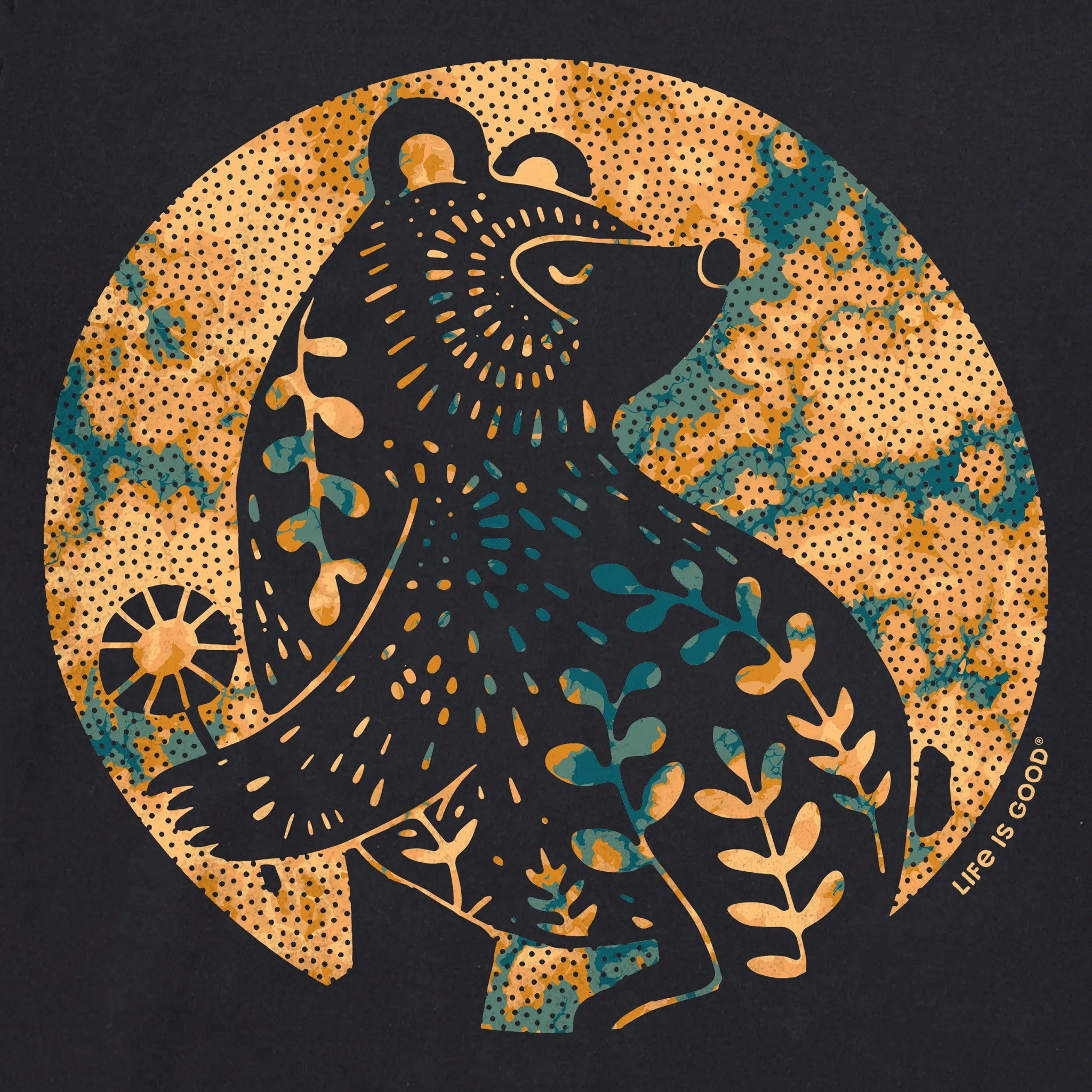 Women's Harvest Bear Tie Dye Short Sleeve Tee Life is Good