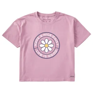 Women's Have A Nice Daisy Coin Short Sleeve Boxy Tee Life is Good
