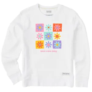 Women's Have a Nice Daisy Squares Simply True Crew Life is Good