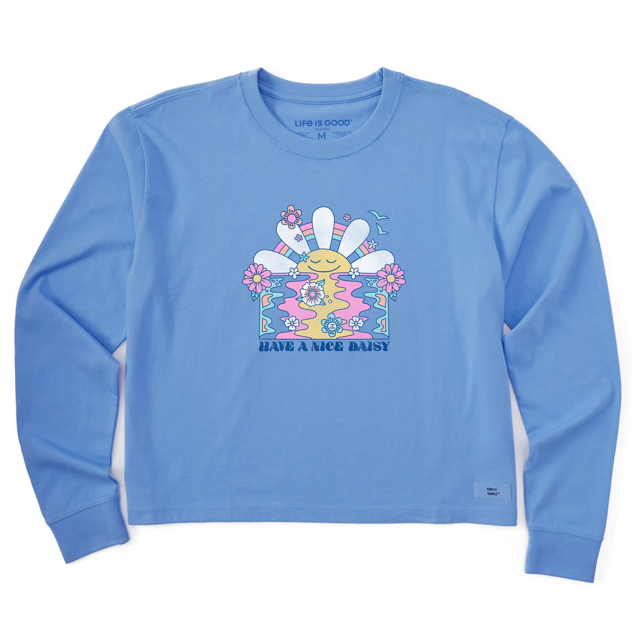 Women's Have a Nice Daisy Sunrise Long Sleeve Crusher Boxy Tee Life is Good