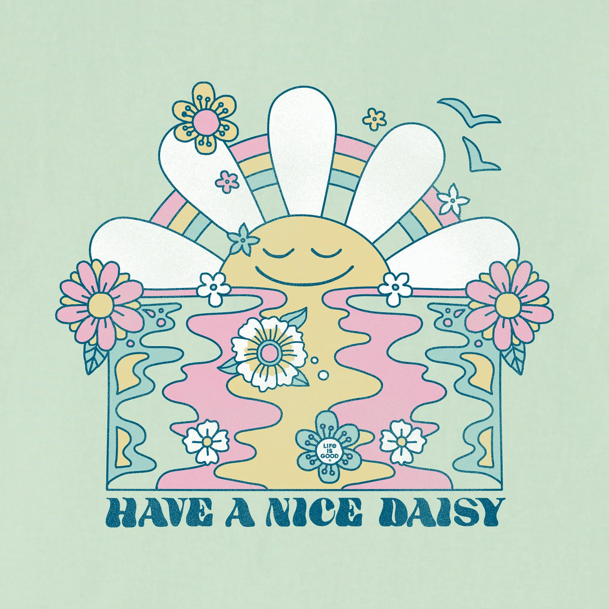 Women's Have a Nice Daisy Sunrise Short Sleeve Crusher Boxy Tee Life is Good