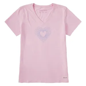 Women's Heart Burst Short Sleeve Crusher Vee Life is Good