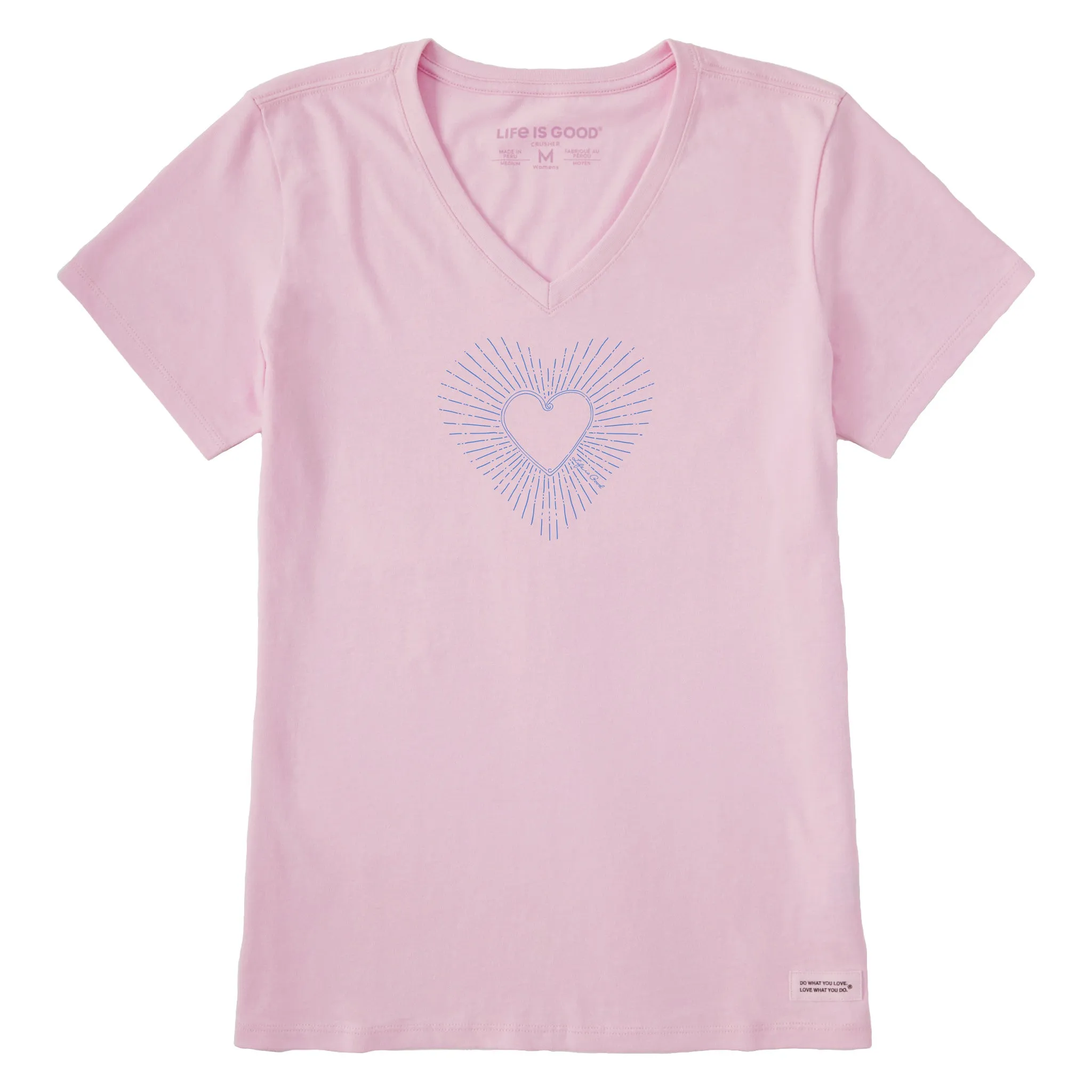 Women's Heart Burst Short Sleeve Crusher Vee Life is Good