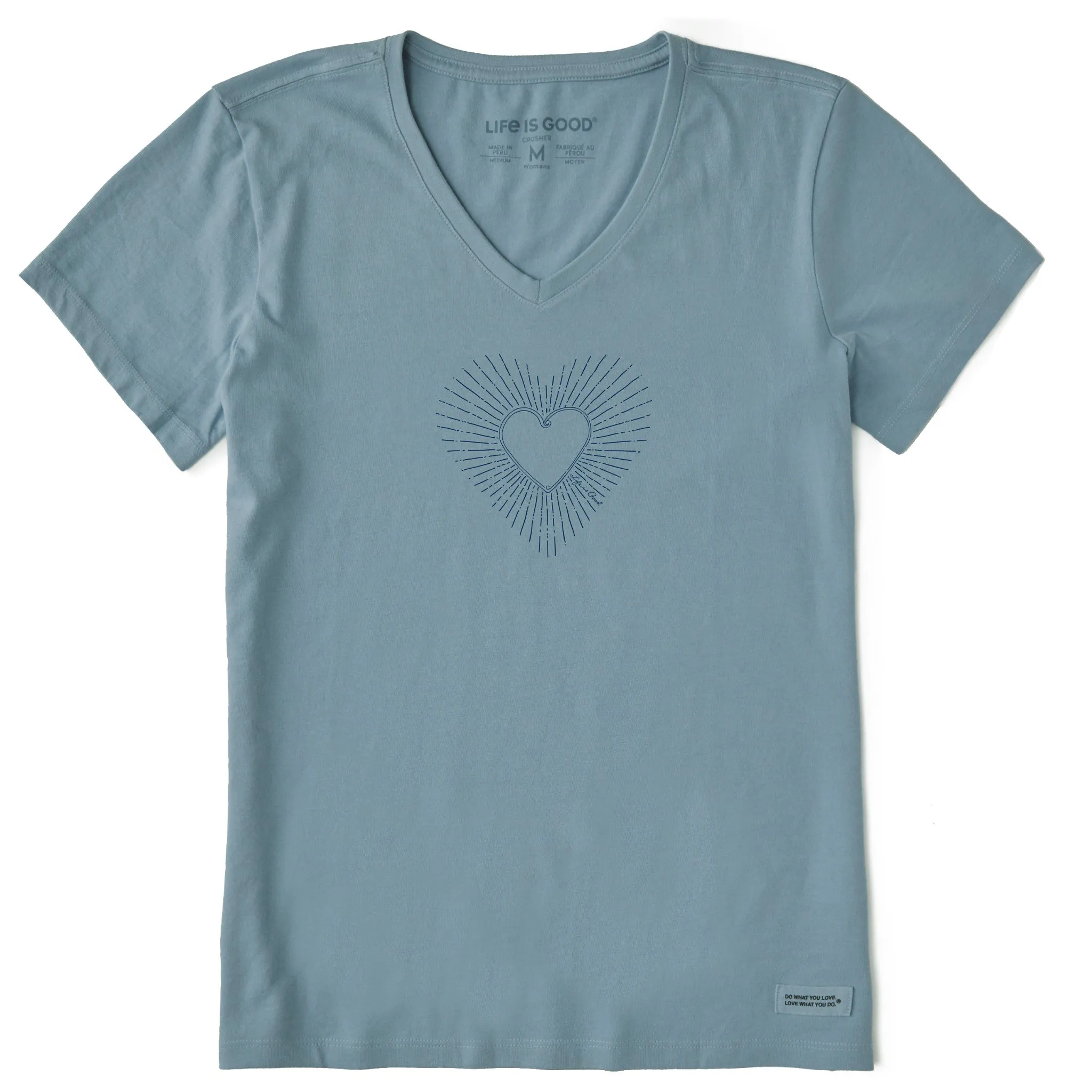 Women's Heart Burst Short Sleeve Crusher Vee Life is Good