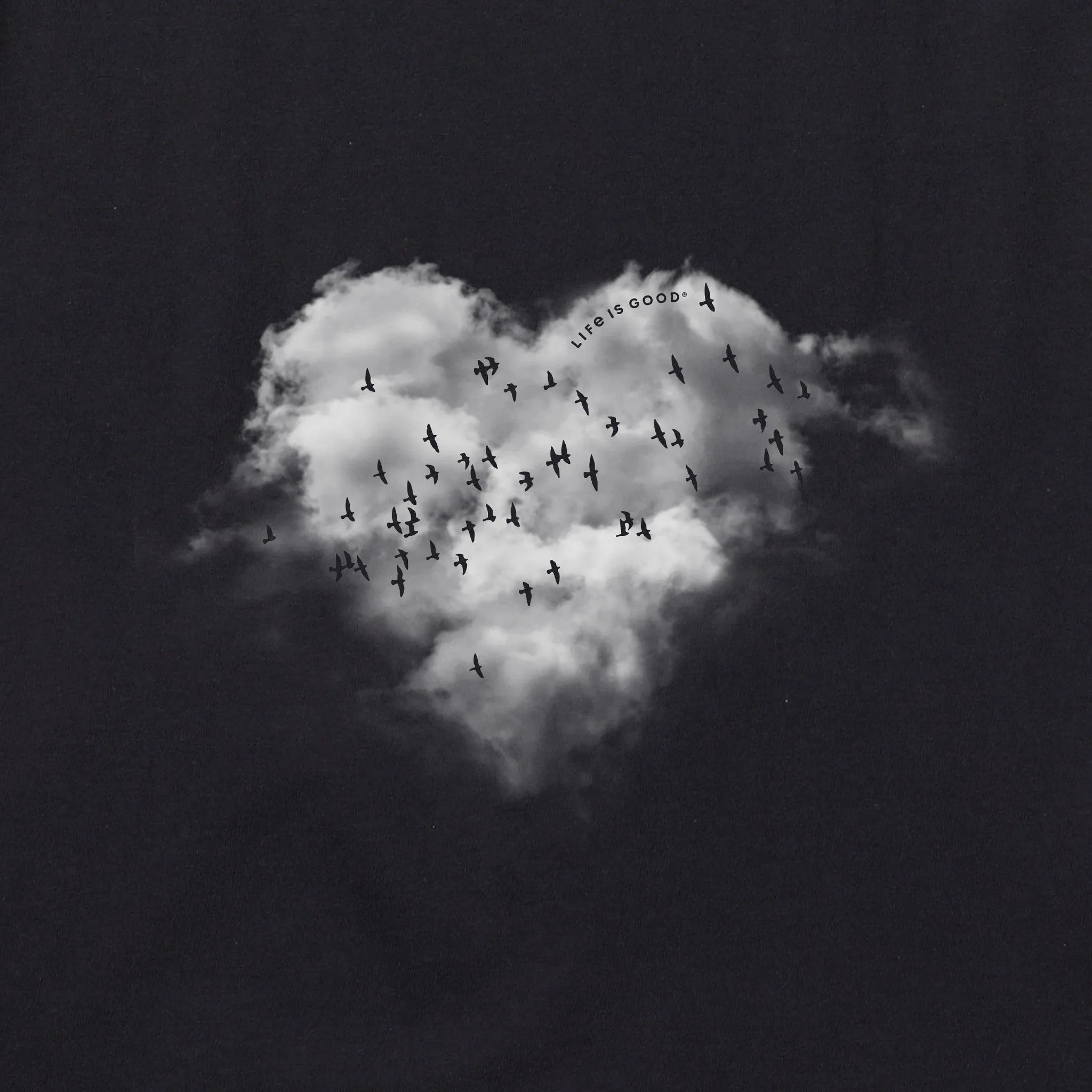 Women's Heart Clouds Short Sleeve Vee Life is Good