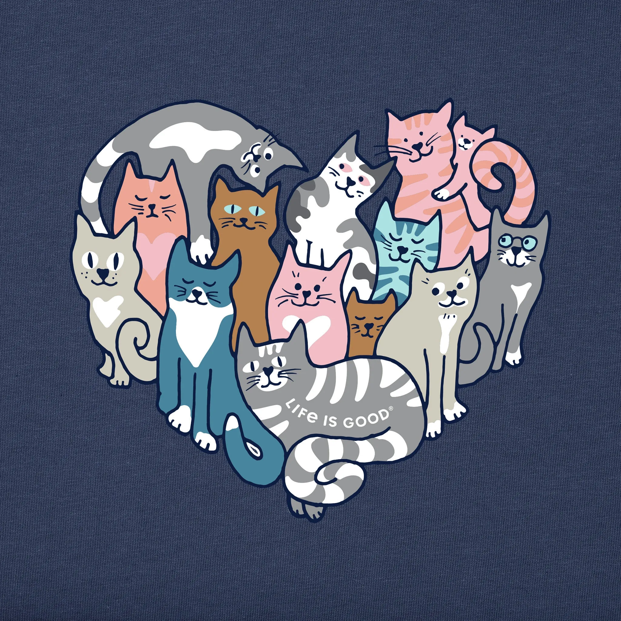Women's Heart of Cats Short Sleeve Vee Life is Good
