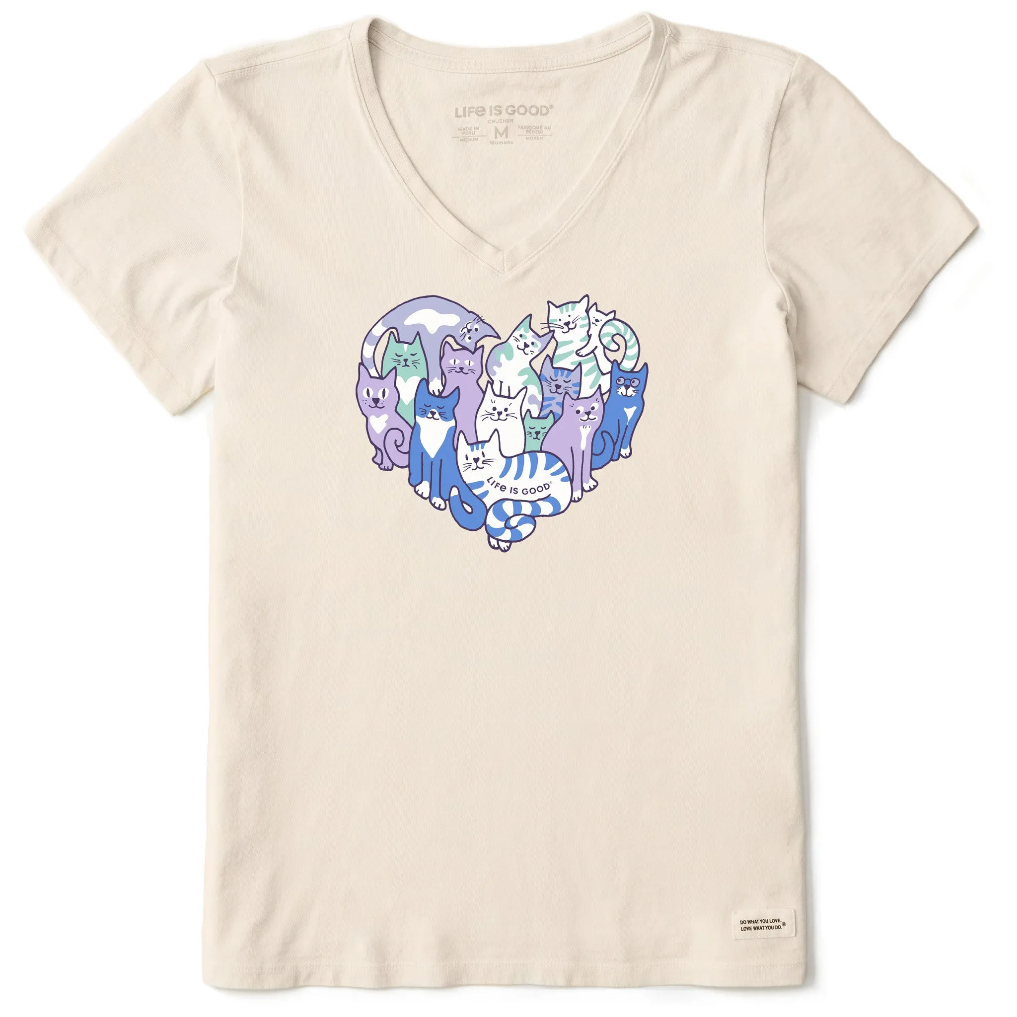 Women's Heart of Cats Short Sleeve Vee Life is Good