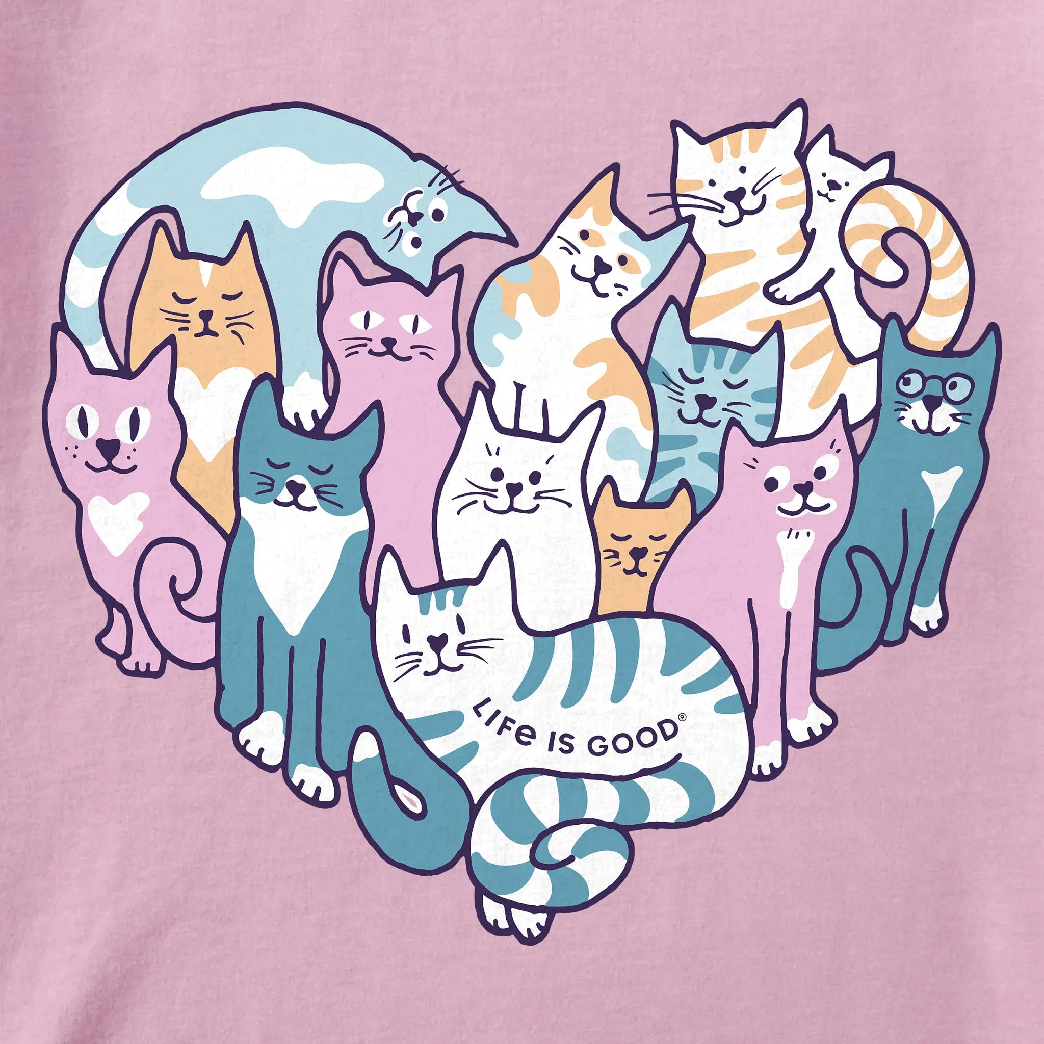Women's Heart of Cats Short Sleeve Vee Life is Good