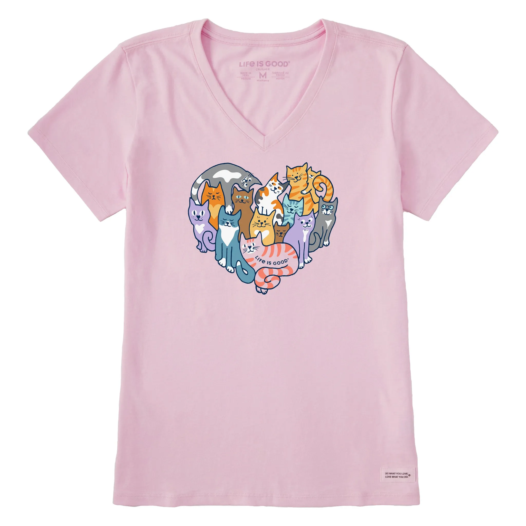 Women's Heart of Cats Short Sleeve Vee Life is Good