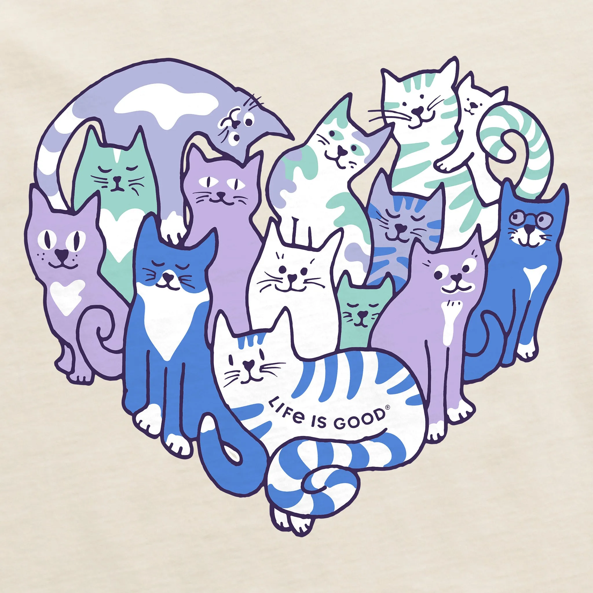 Women's Heart of Cats Short Sleeve Vee Life is Good