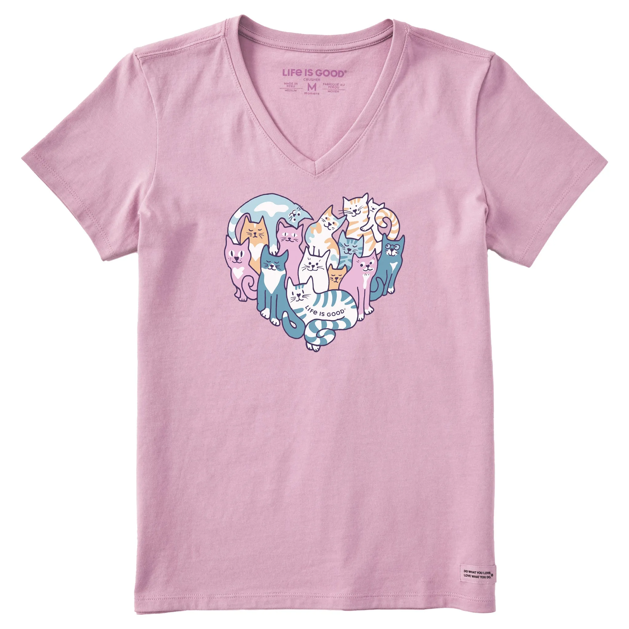 Women's Heart of Cats Short Sleeve Vee Life is Good