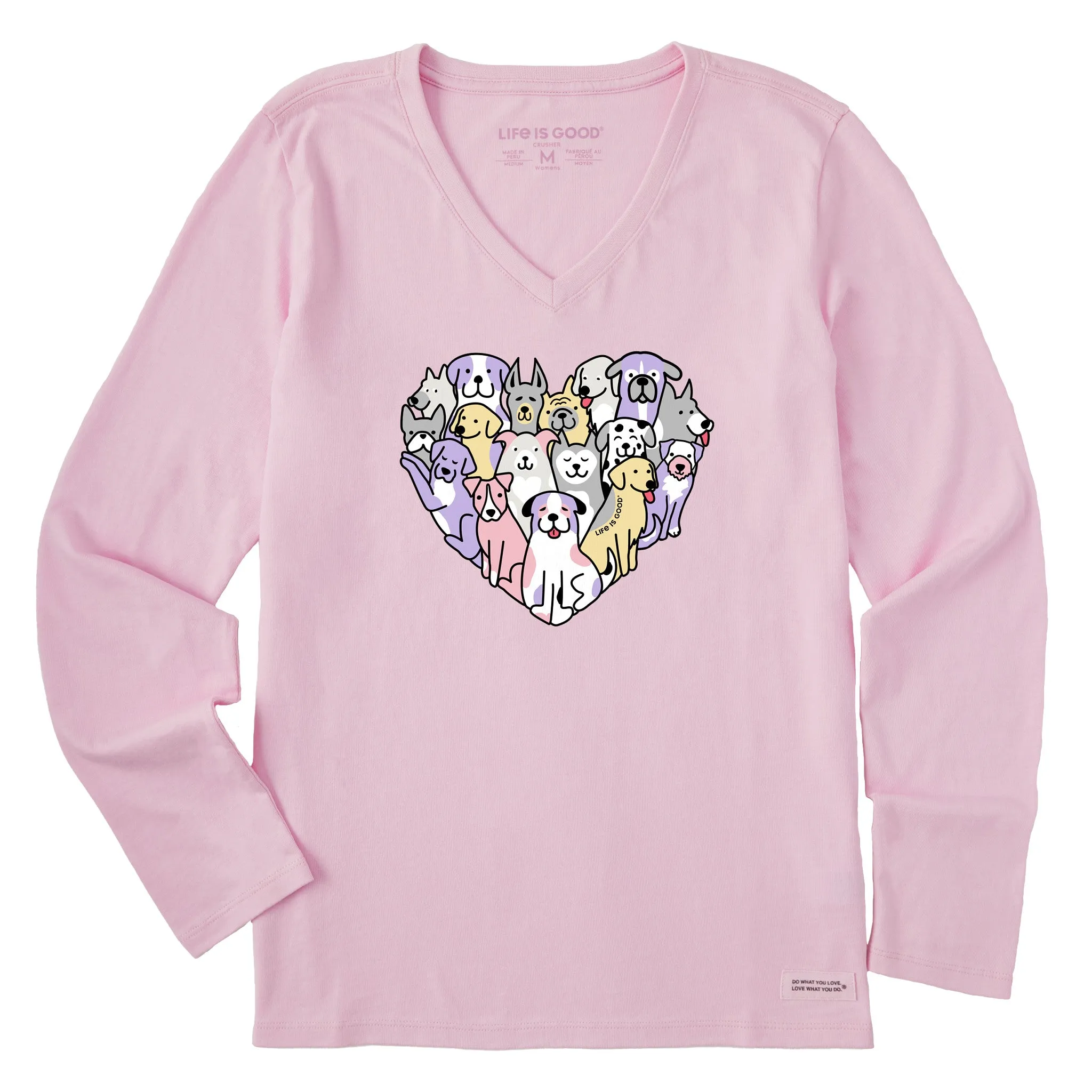 Women's Heart of Dogs Long Sleeve Crusher Vee Life is Good