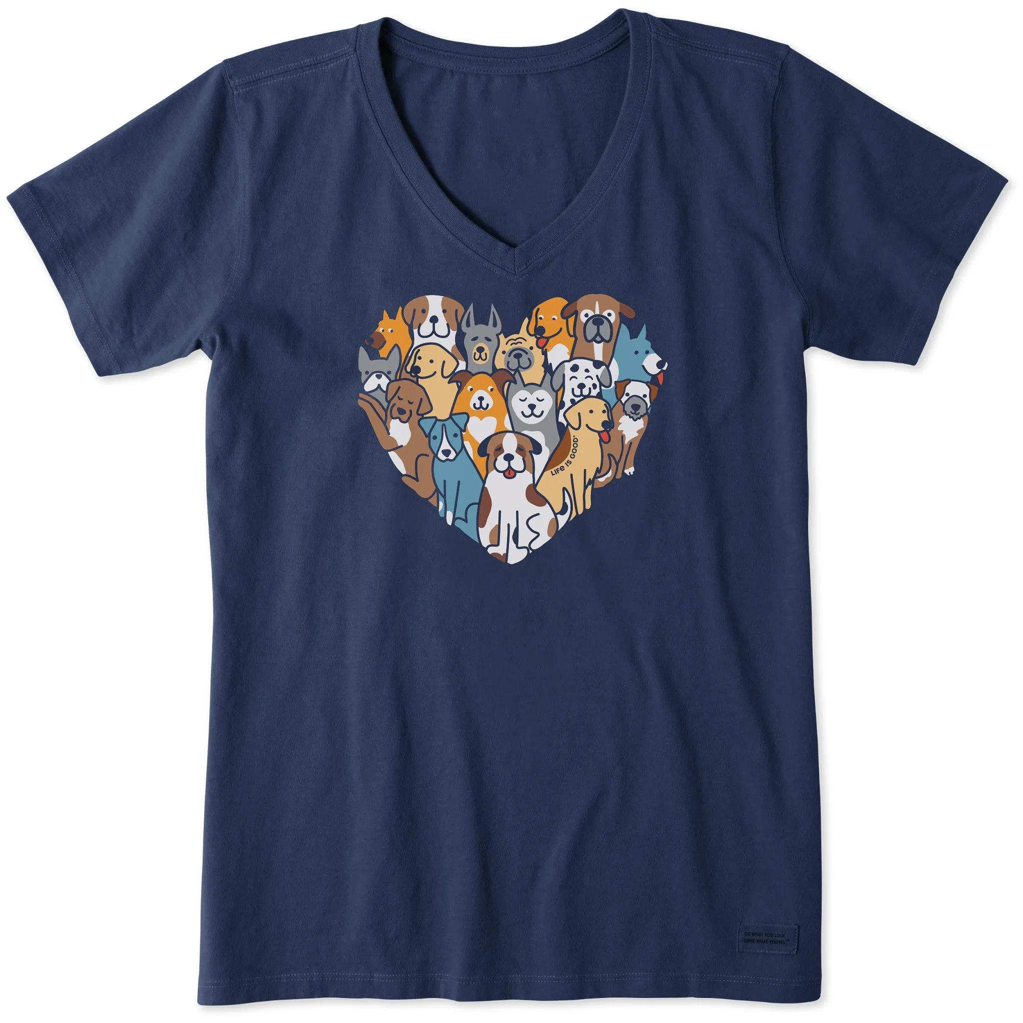 Women's Heart of Dogs Short Sleeve Vee Life is Good