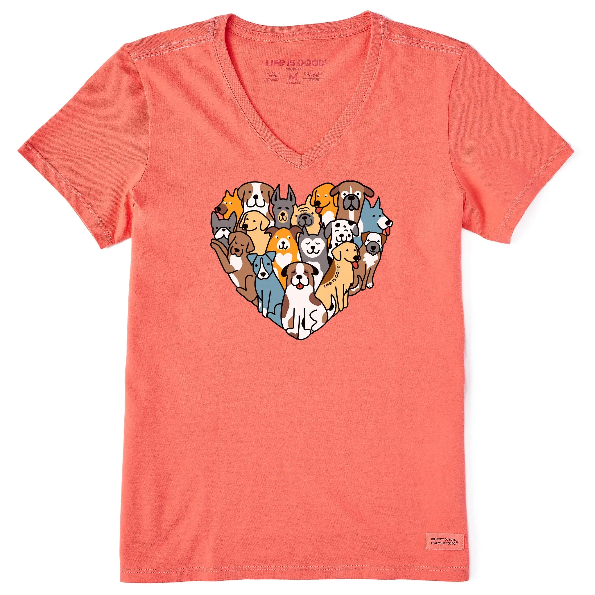 Women's Heart of Dogs Short Sleeve Vee Life is Good