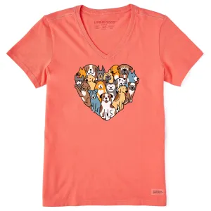 Women's Heart of Dogs Short Sleeve Vee Life is Good