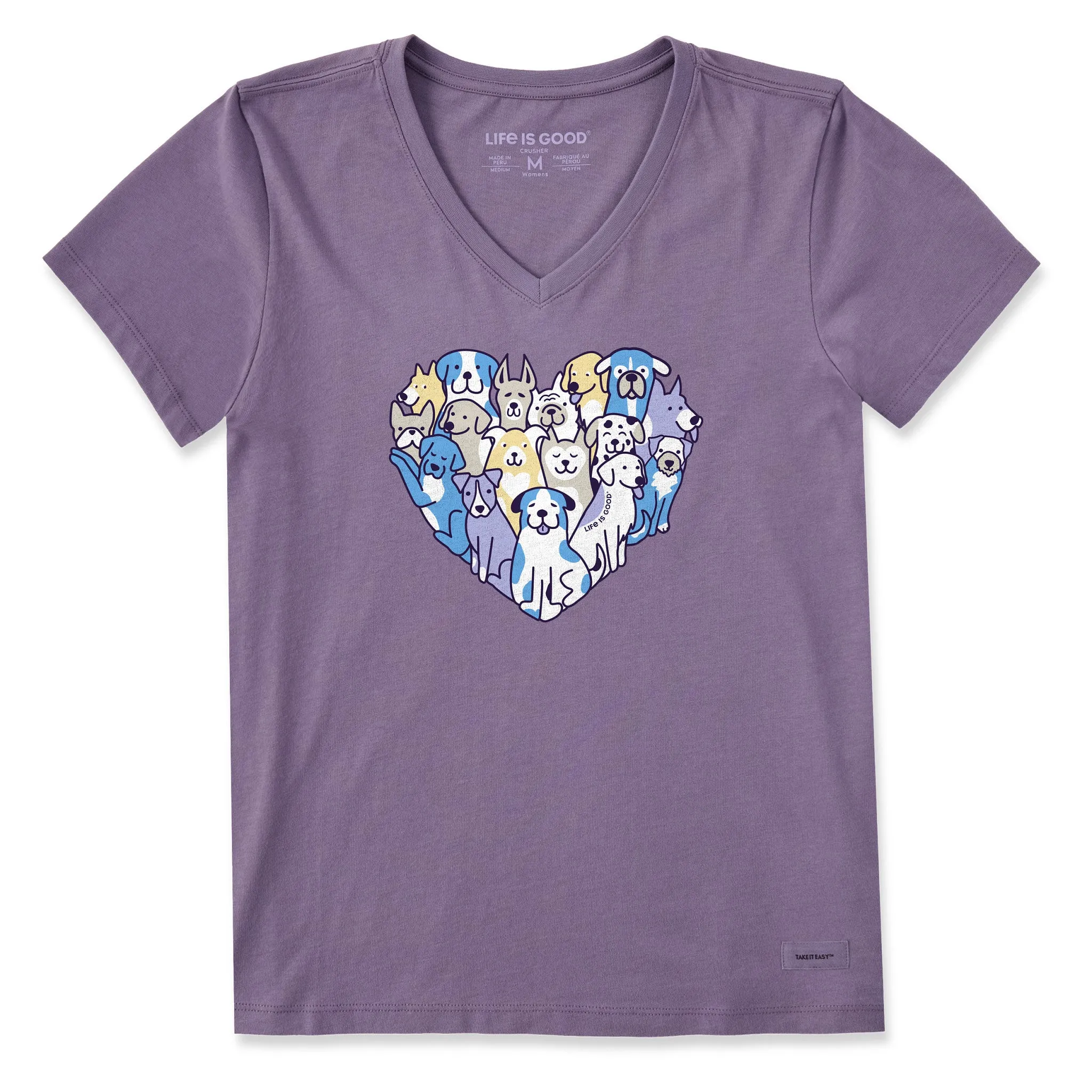 Women's Heart of Dogs Short Sleeve Vee Life is Good