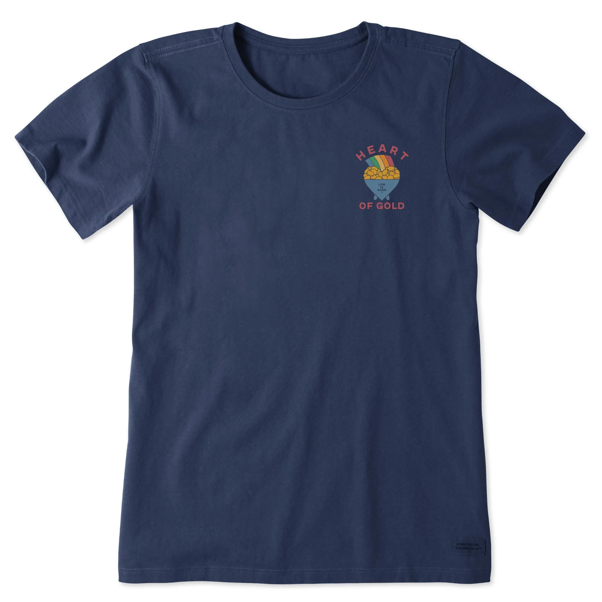 Women's Heart of Gold Rainbow Short Sleeve Crusher Tee Life is Good