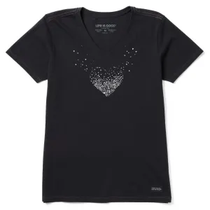 Women's Heart of Hearts Short Sleeve Crusher Vee Life is Good