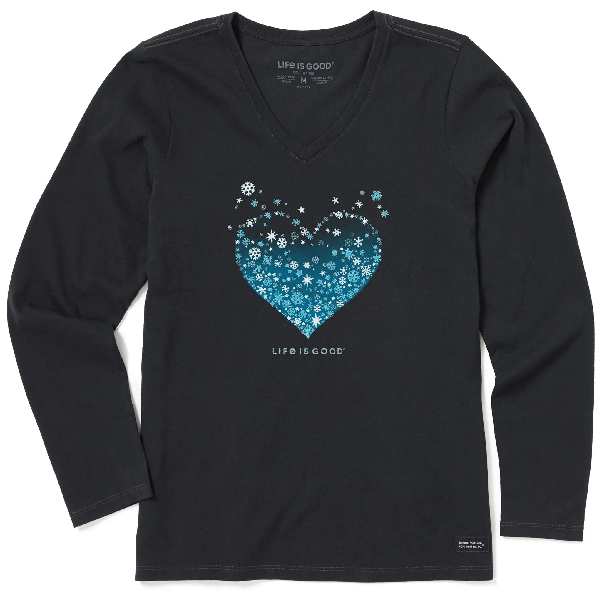 Women's Heart of Snow Long Sleeve Crusher Vee Life is Good