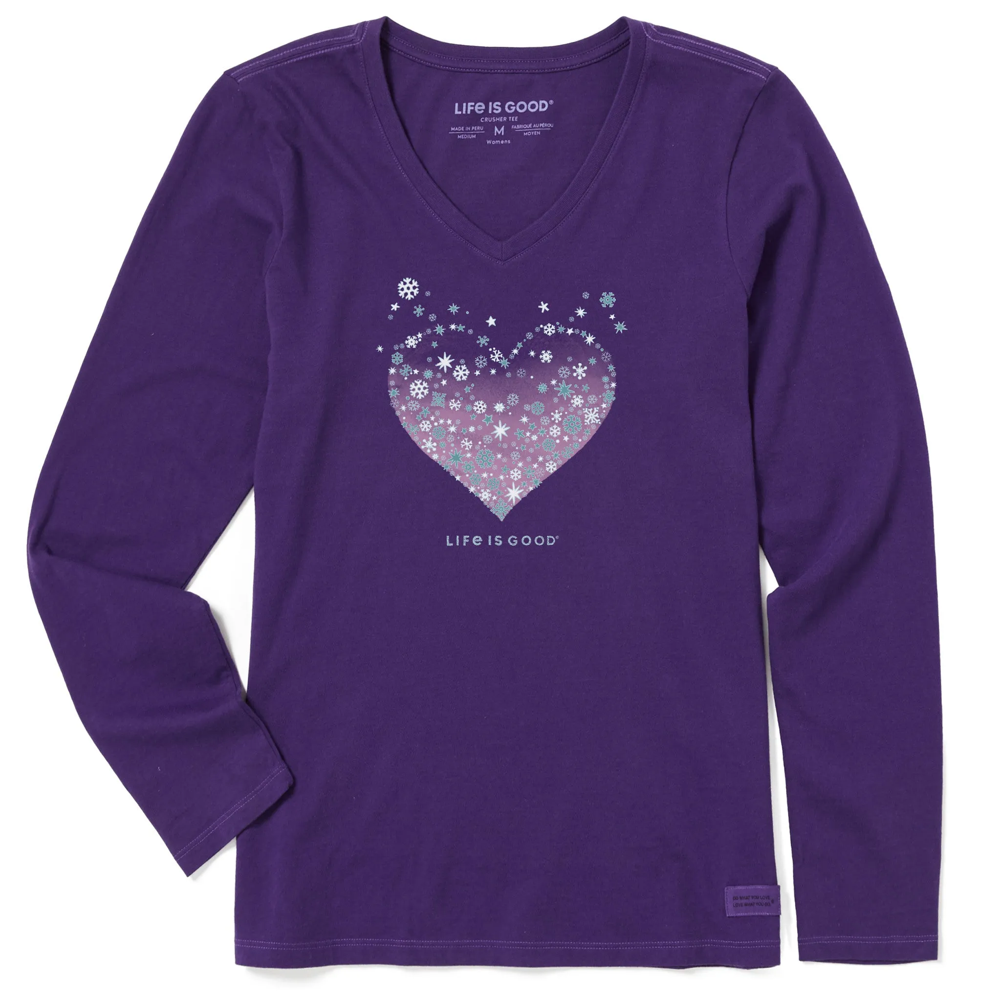 Women's Heart of Snow Long Sleeve Crusher Vee Life is Good