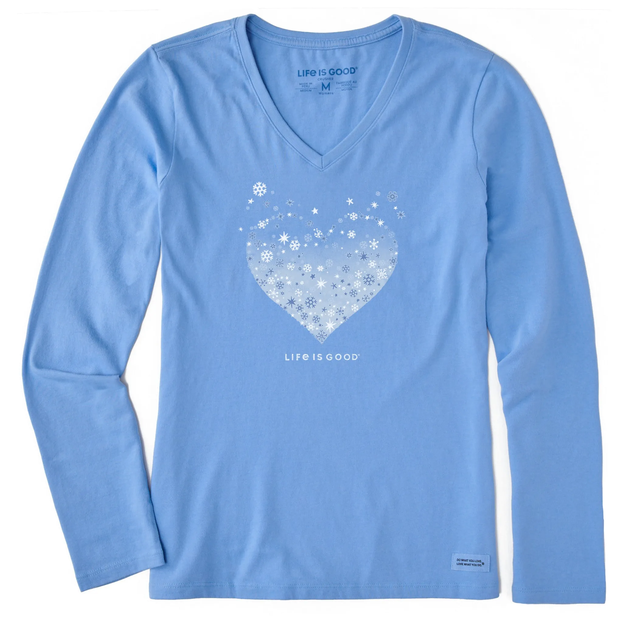 Women's Heart of Snow Long Sleeve Crusher Vee Life is Good