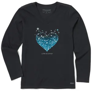 Women's Heart of Snow Long Sleeve Crusher Vee Life is Good